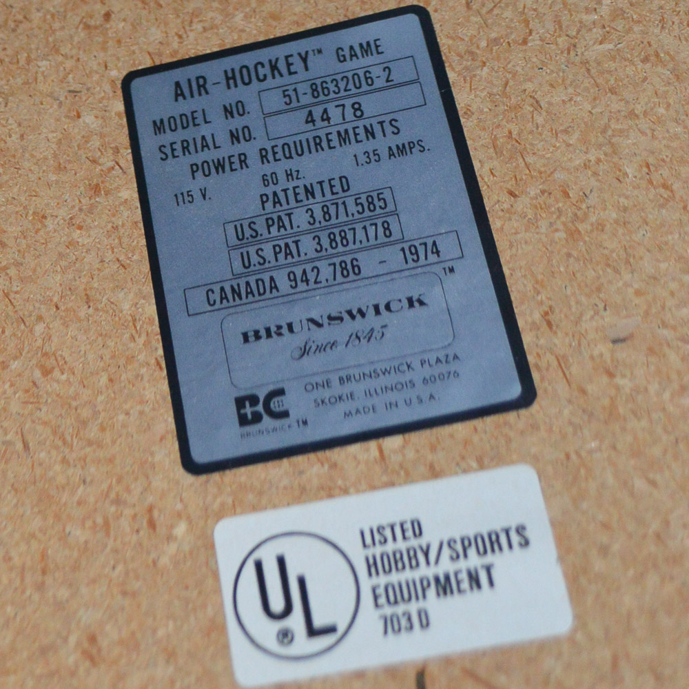 1970s Brunswick Challenger Air Hockey Table