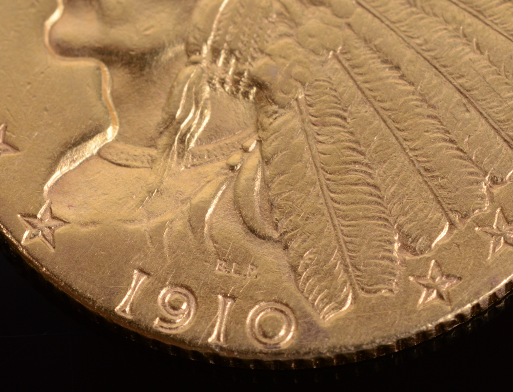 1910 Indian Head Gold $2.50 Quarter Eagle Coin