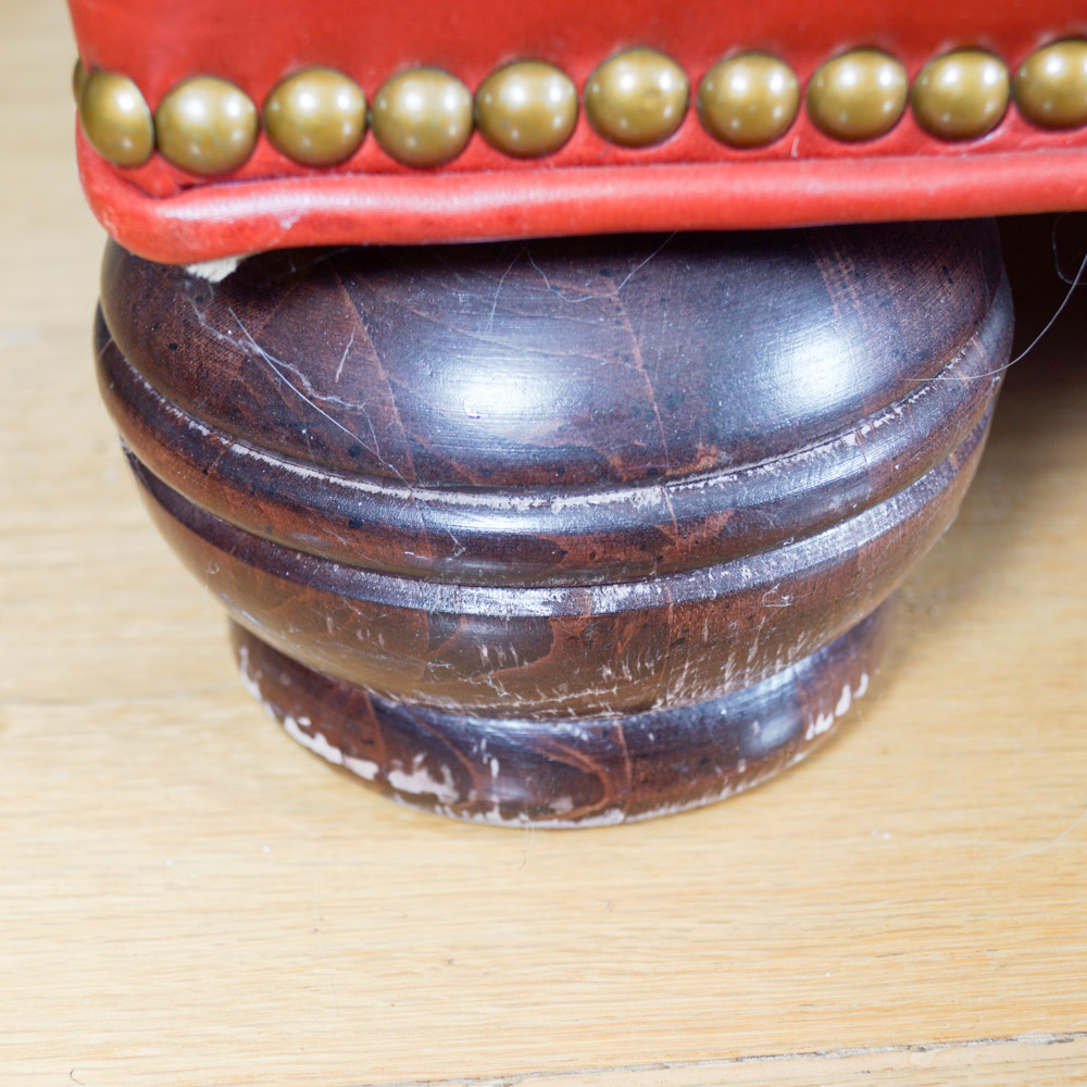 Whittemore-Sherrill Red Leather Couch with Throw Pillows