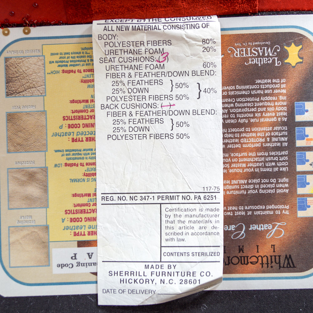 Whittemore-Sherrill Red Leather Couch with Throw Pillows