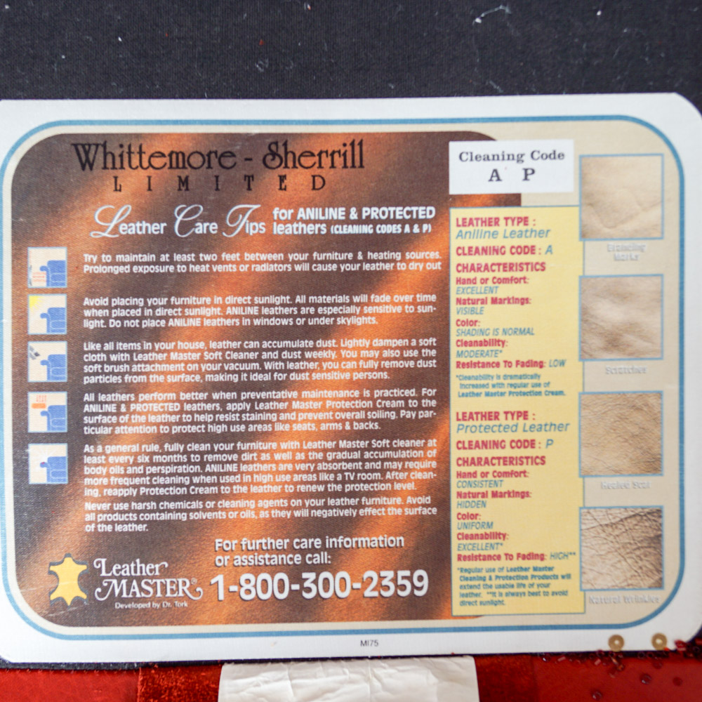 Whittemore-Sherrill Red Leather Couch with Throw Pillows