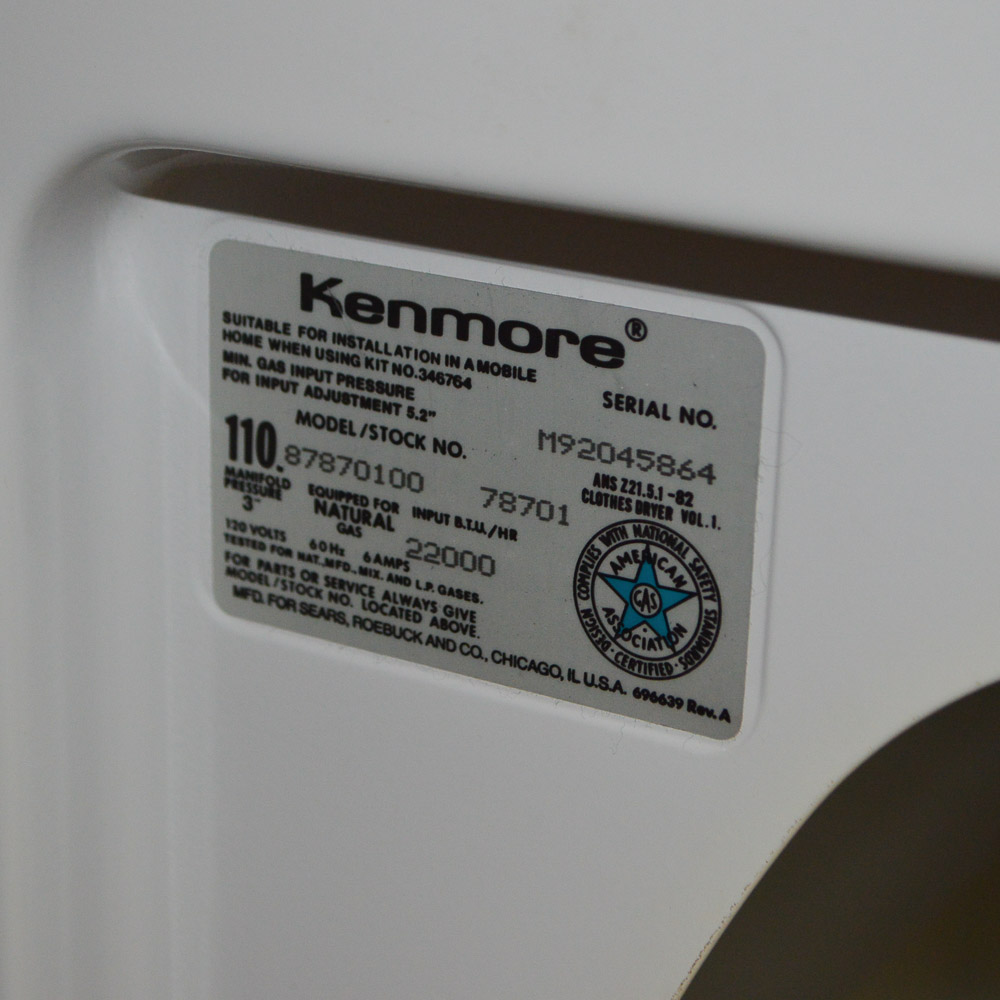 Kenmore Gas Dryer