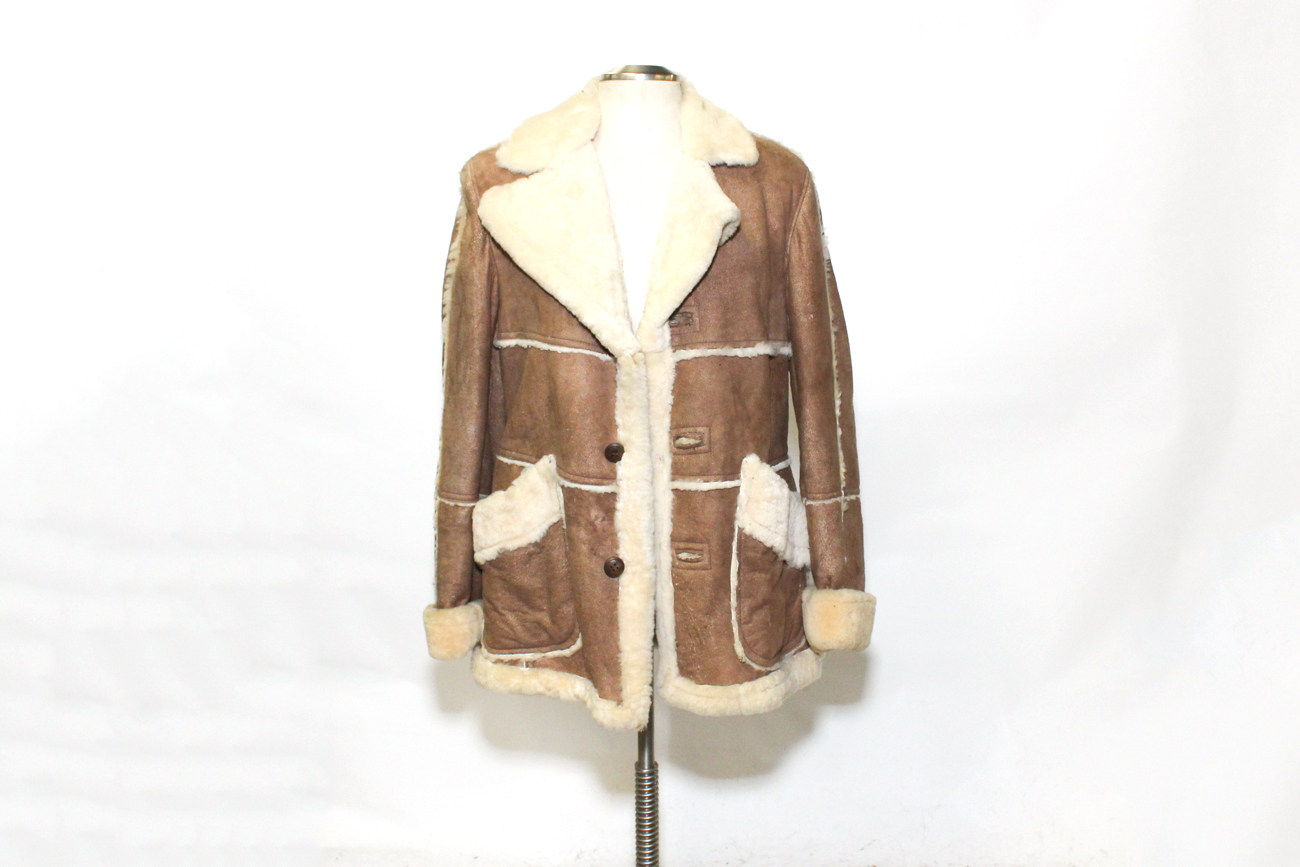 Vintage Shearling Leather And Wool Jacket