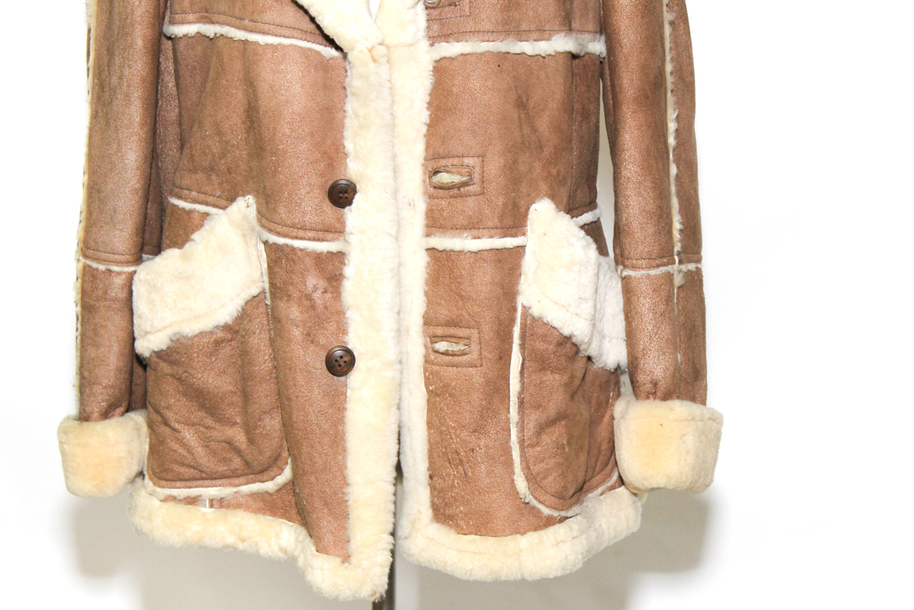 Vintage Shearling Leather And Wool Jacket