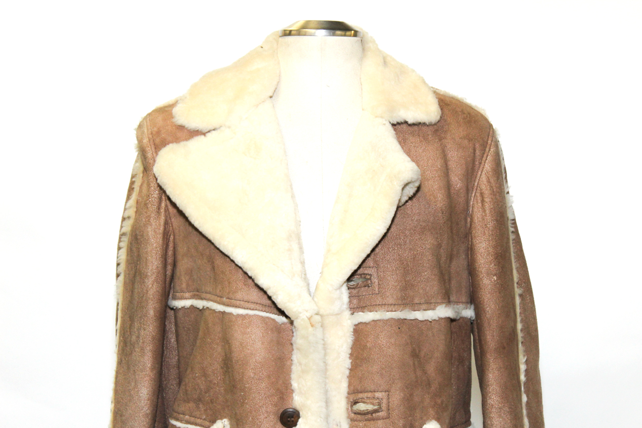 Vintage Shearling Leather And Wool Jacket