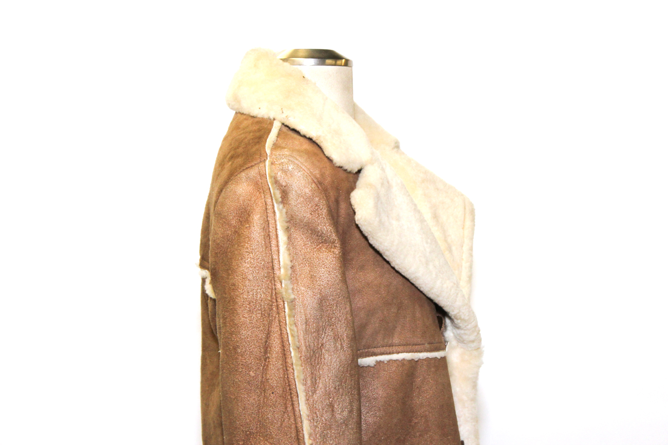 Vintage Shearling Leather And Wool Jacket