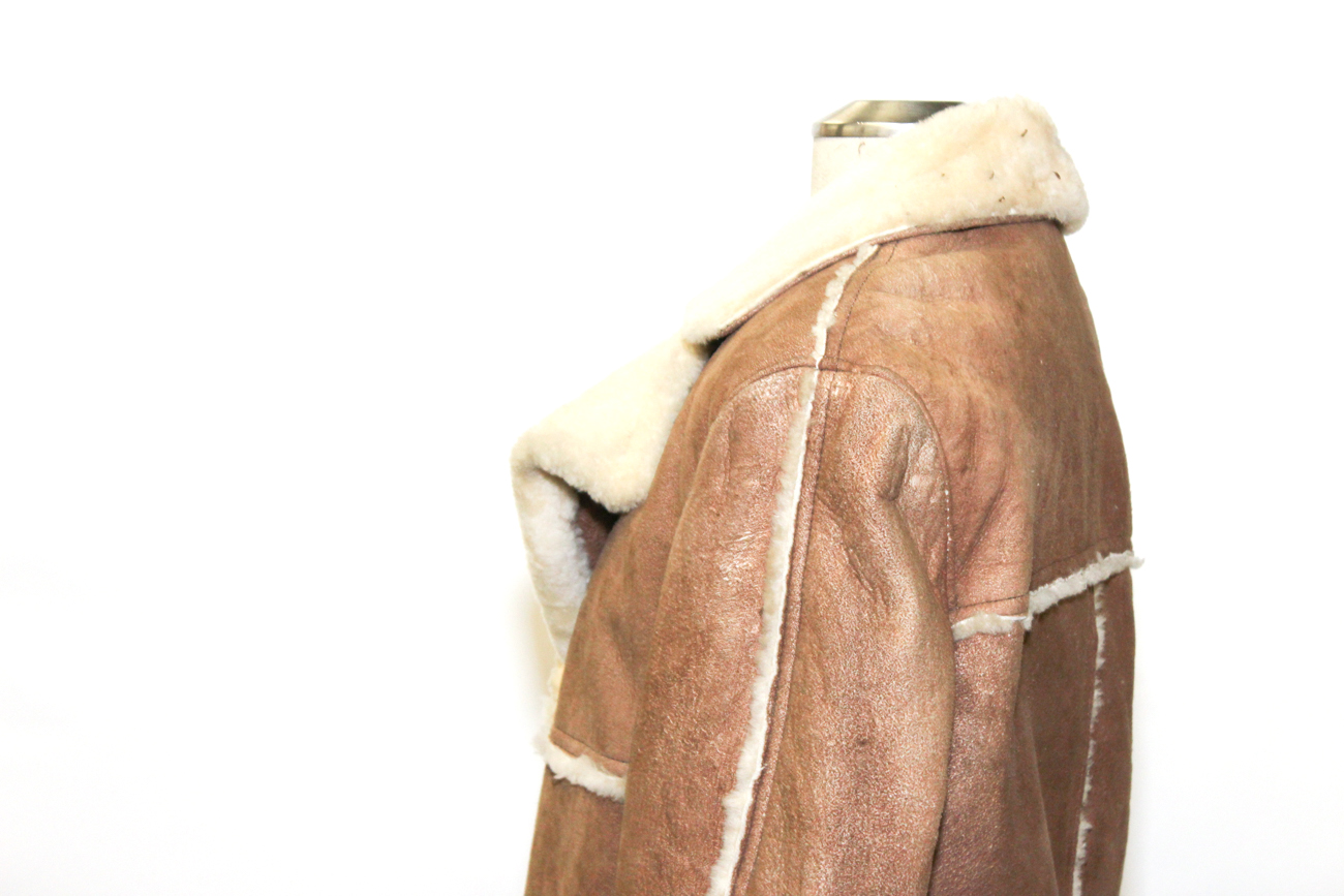 Vintage Shearling Leather And Wool Jacket