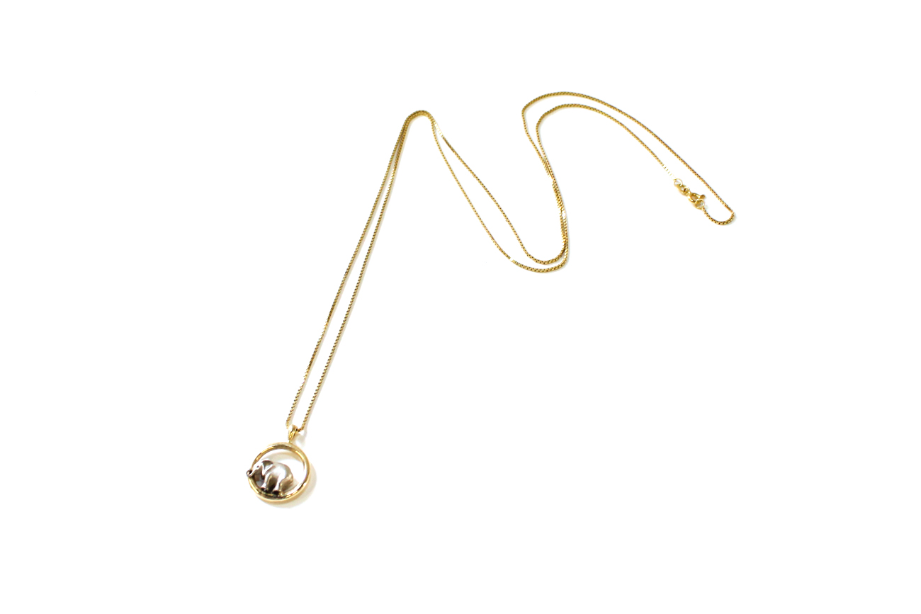 14K Gold And Sterling Silver Elephant Necklace