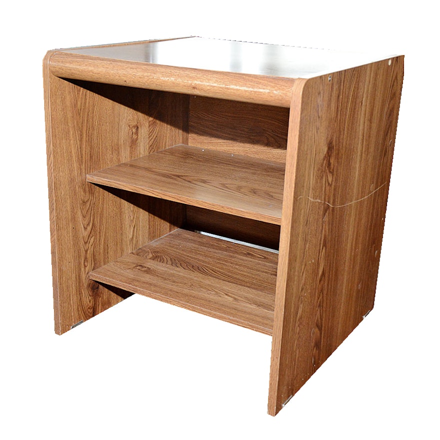 Oak-Grained Laminate Side Table