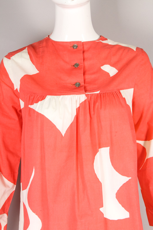 1960s Marimekko Cotton Smock Dress with Abstract Print