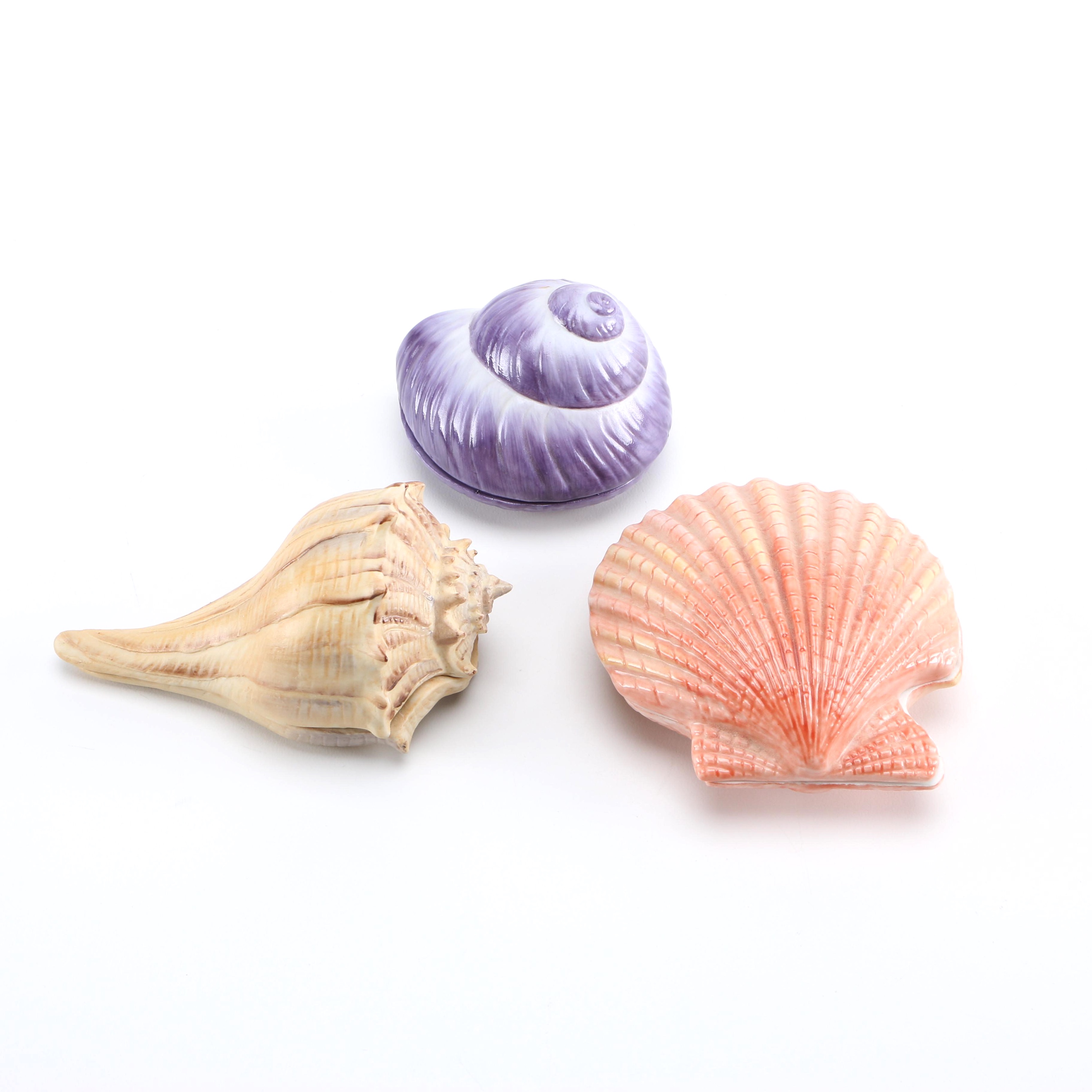 Lenox Handpainted Porcelain Shell Trinket Boxes