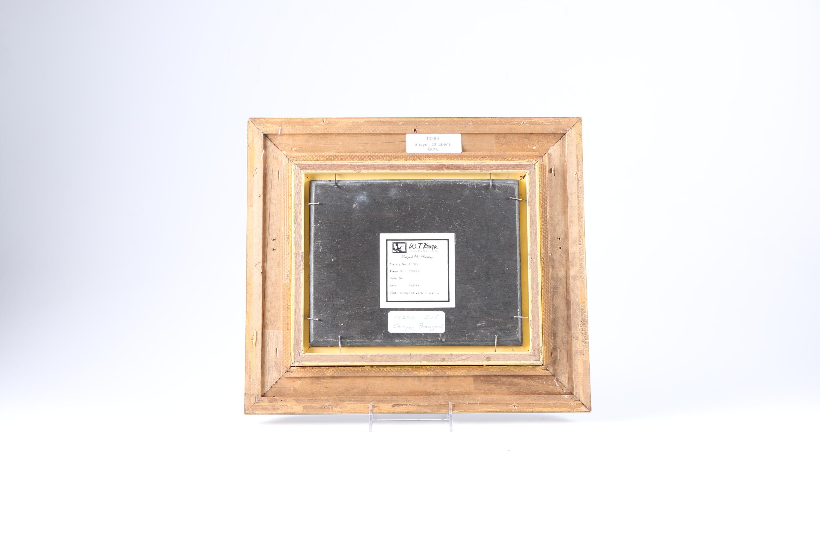 C. Shayer Oil Painting on Wood Panel "Barnyard with Chickens"