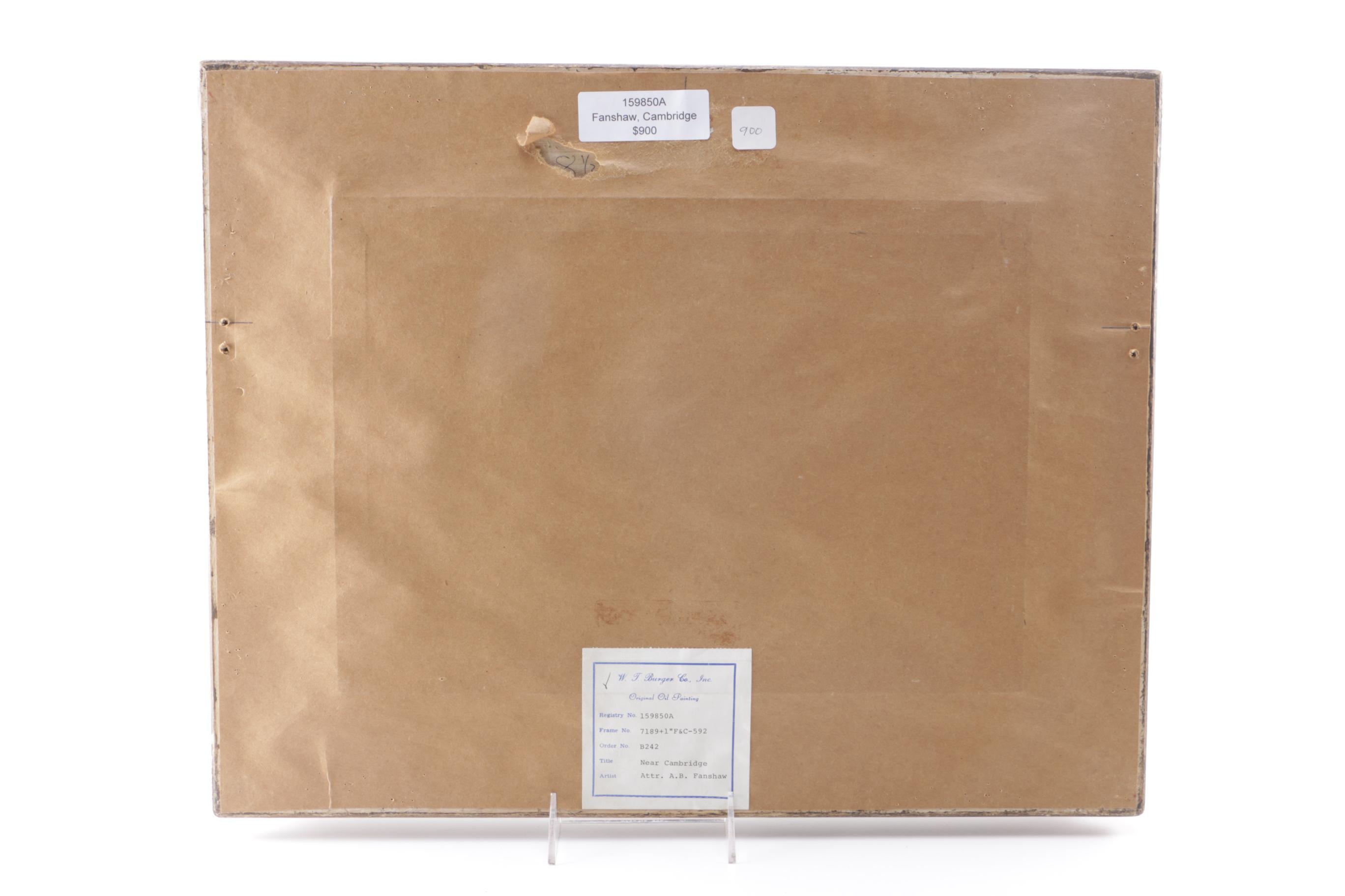 Attributed to A. B. Fanshaw Oil on Canvas "Near Cambridge"