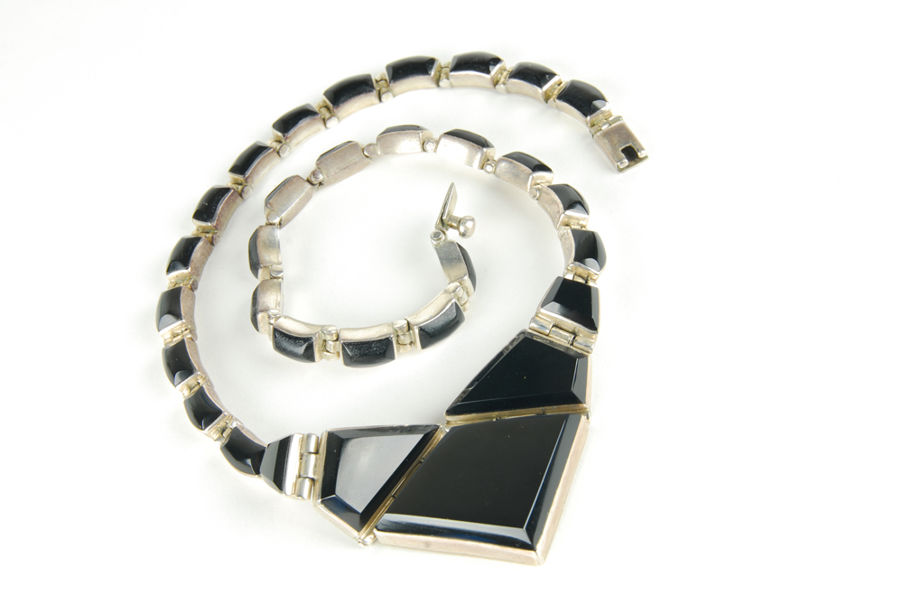 Sterling Silver Onyx Necklace, Bracelet, and Earring Set