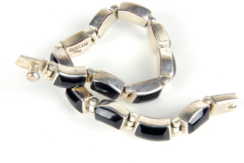 Sterling Silver Onyx Necklace, Bracelet, and Earring Set