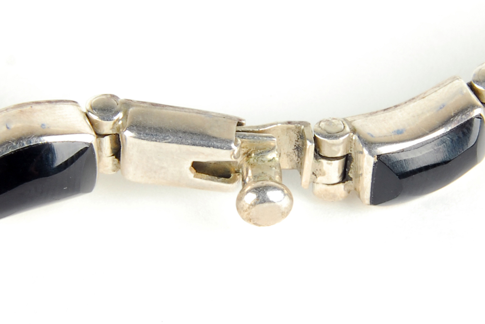 Sterling Silver Onyx Necklace, Bracelet, and Earring Set