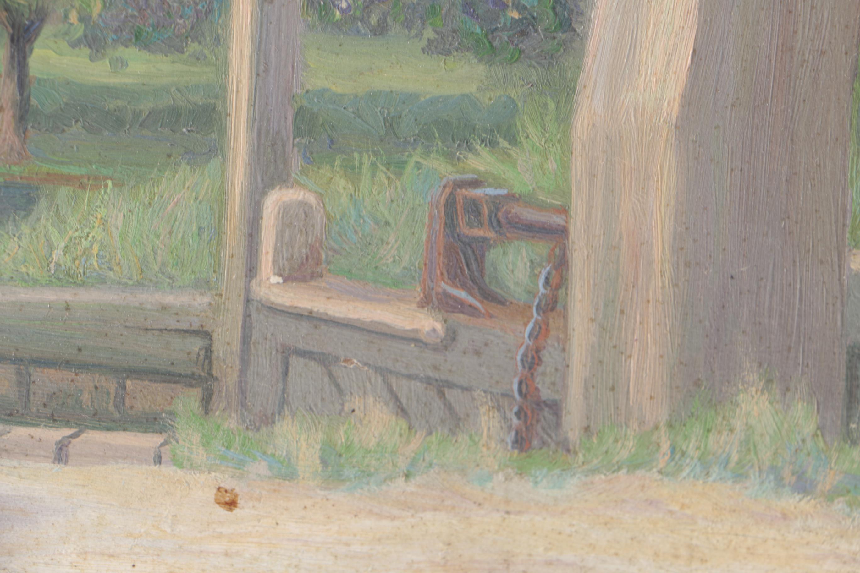 Charles J. Stokoe Oil Painting on Canvas Board of Landscape