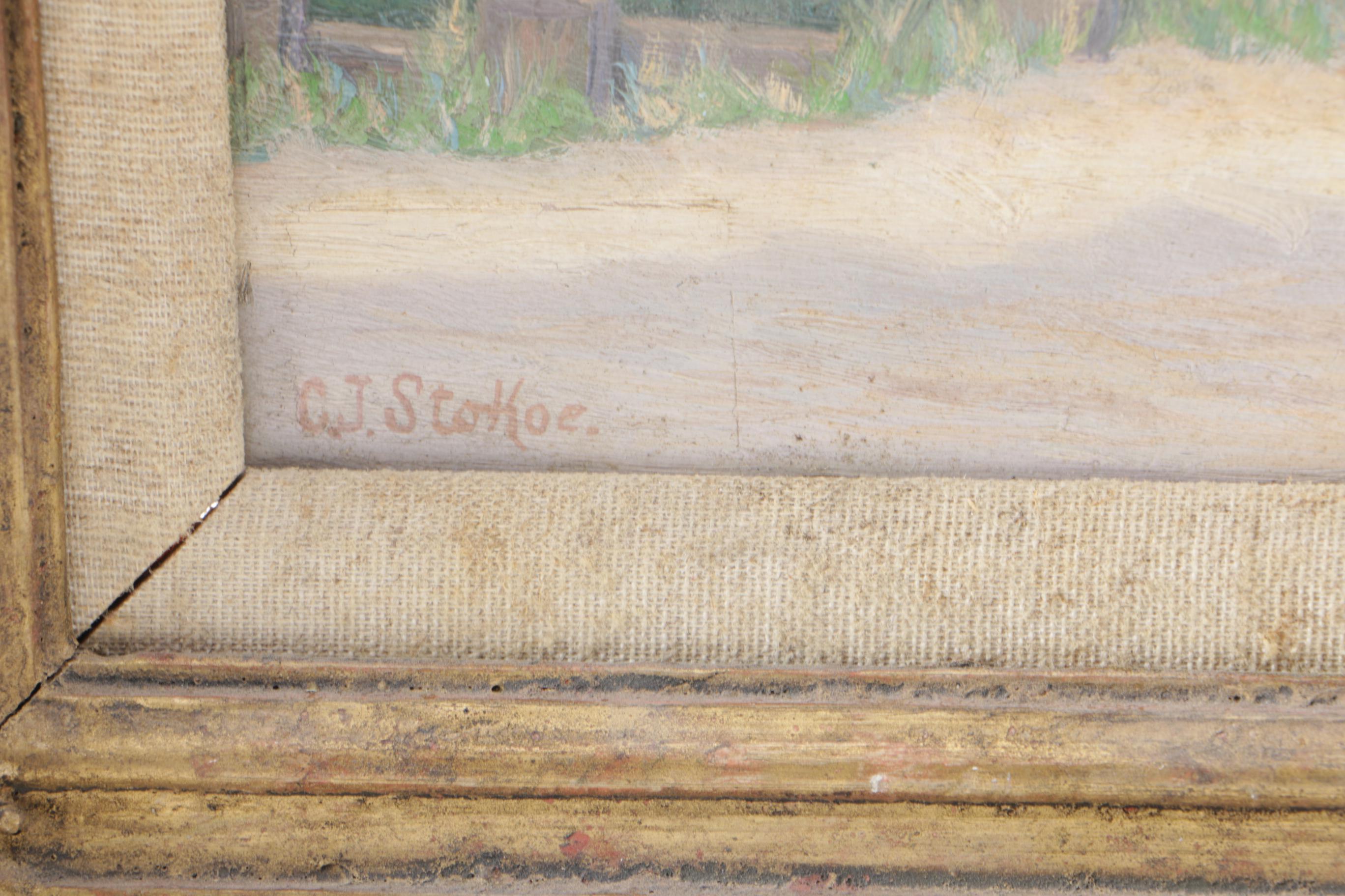 Charles J. Stokoe Oil Painting on Canvas Board of Landscape