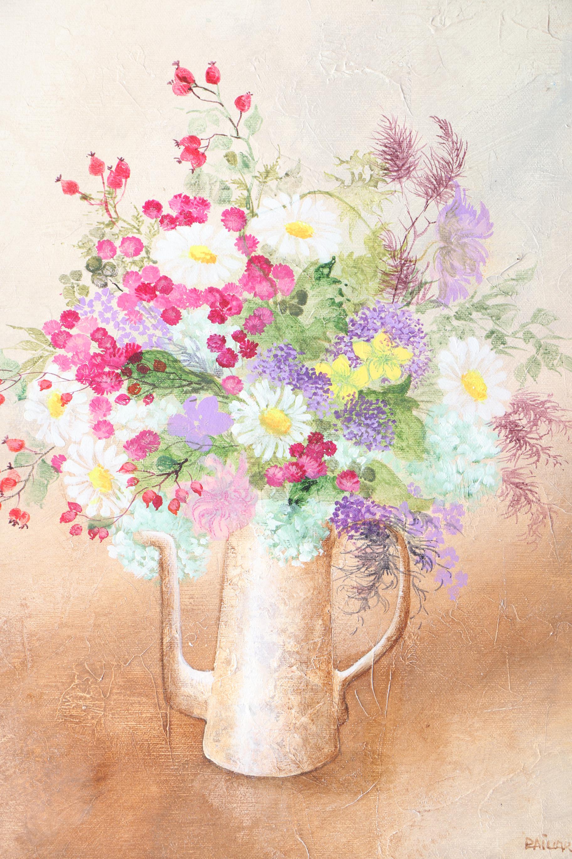 Paillard Oil Painting on Canvas of Floral Arrangement