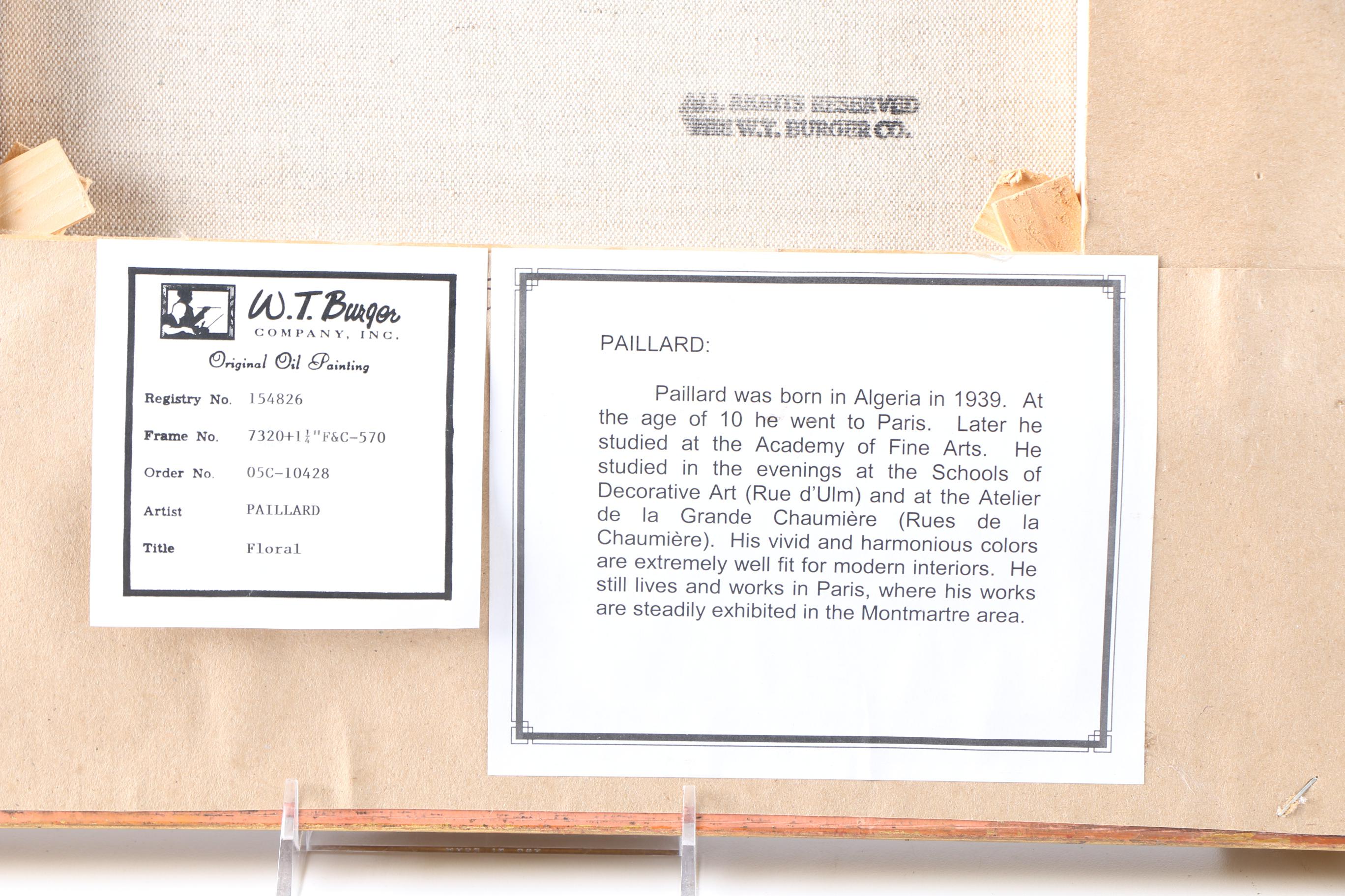 Paillard Oil Painting on Canvas of Floral Arrangement