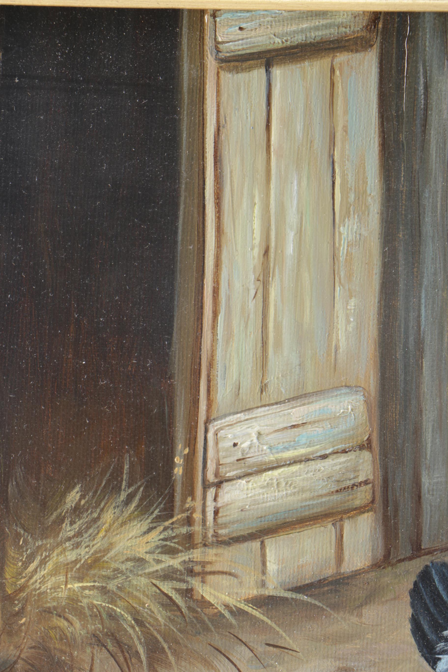 S. Rosa Original Oil on Canvas Pastoral Landscape with Chickens