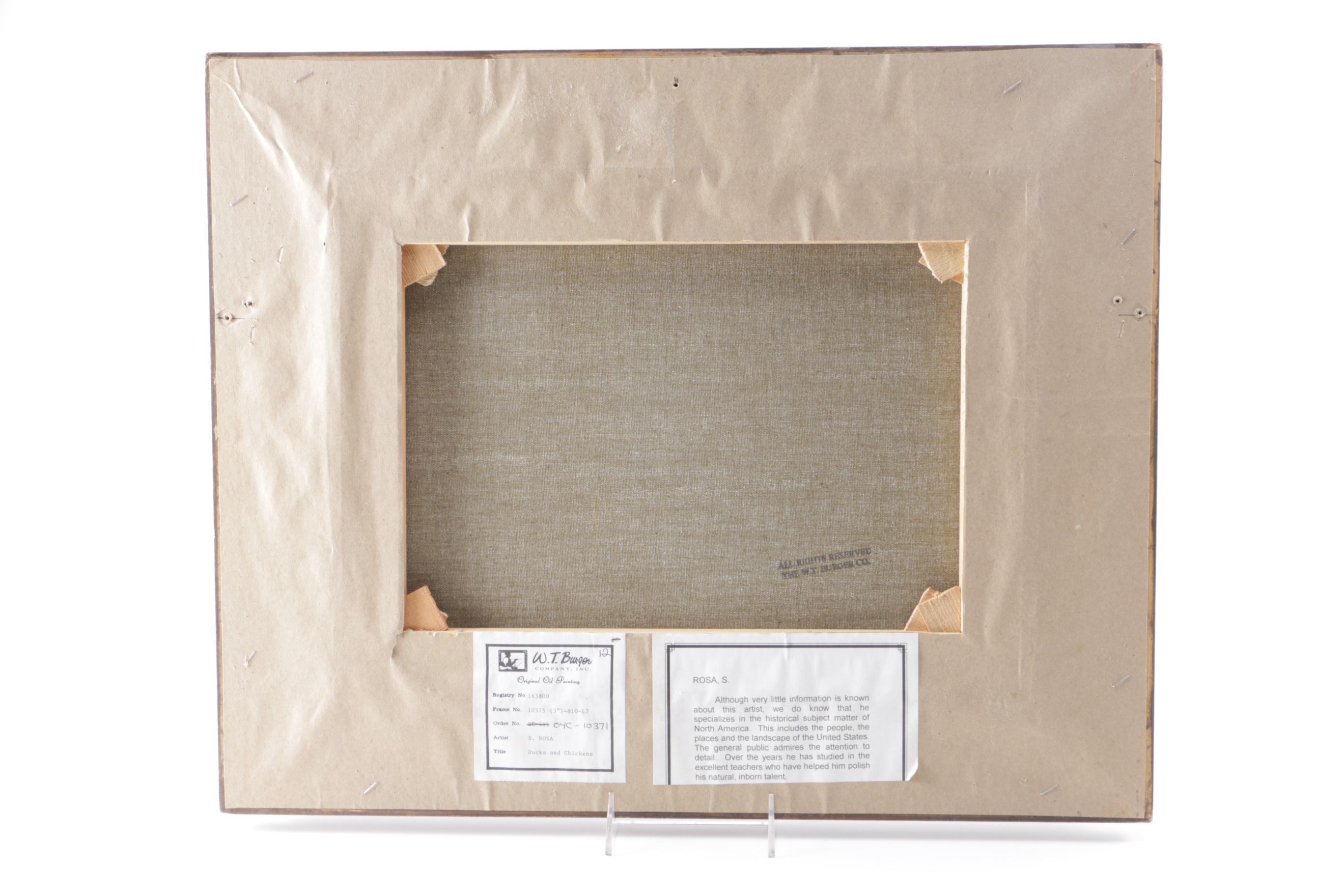 S. Rosa Original Oil on Canvas Pastoral Landscape with Chickens