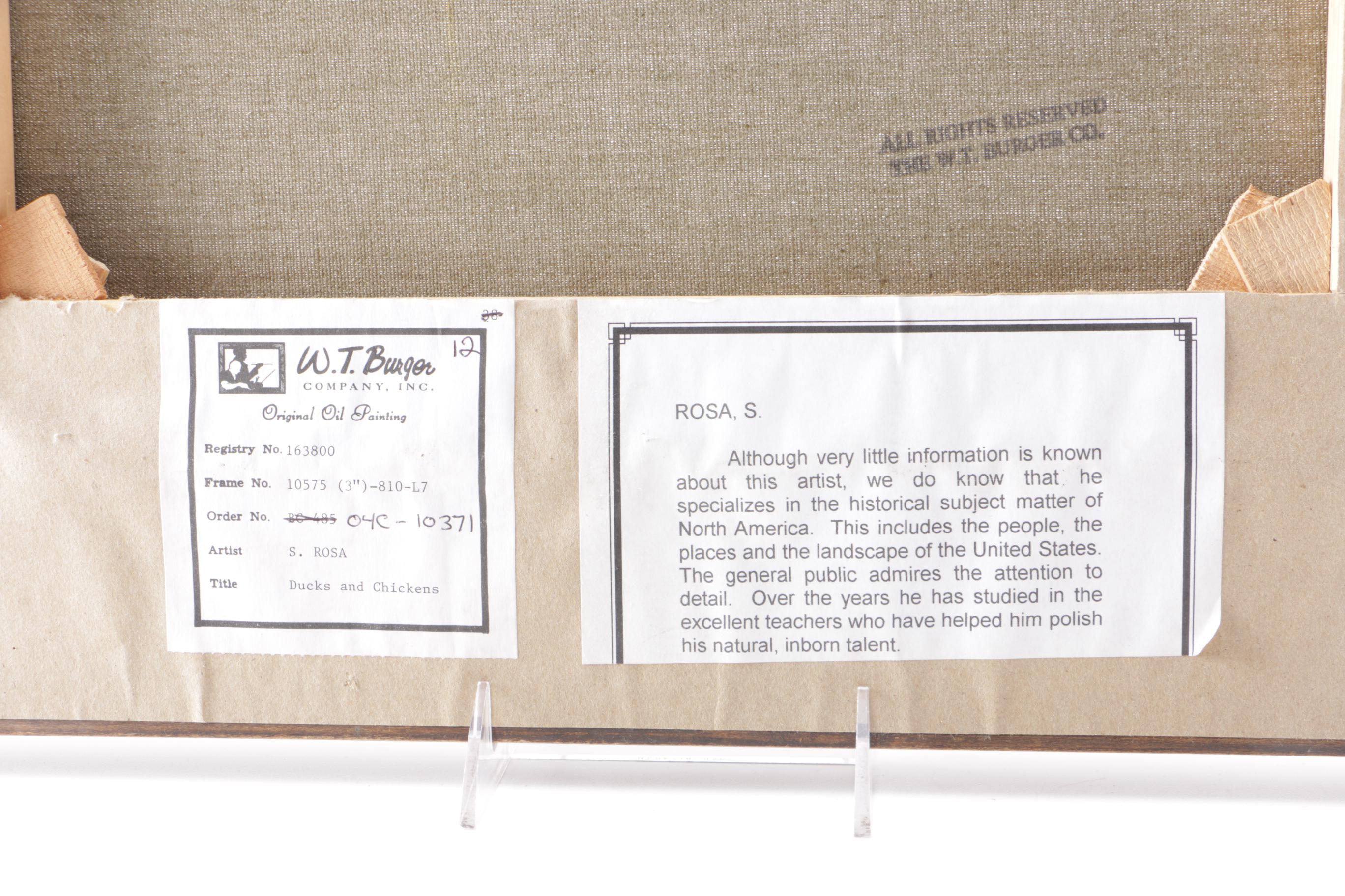 S. Rosa Original Oil on Canvas Pastoral Landscape with Chickens