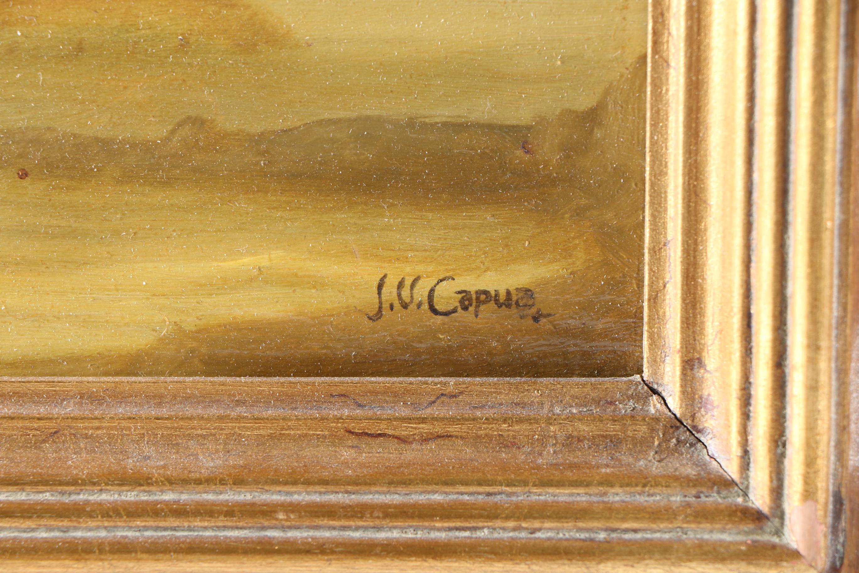 J.V. Capua Oil Painting on Canvas "Margate Hoy and a Two-Decker"