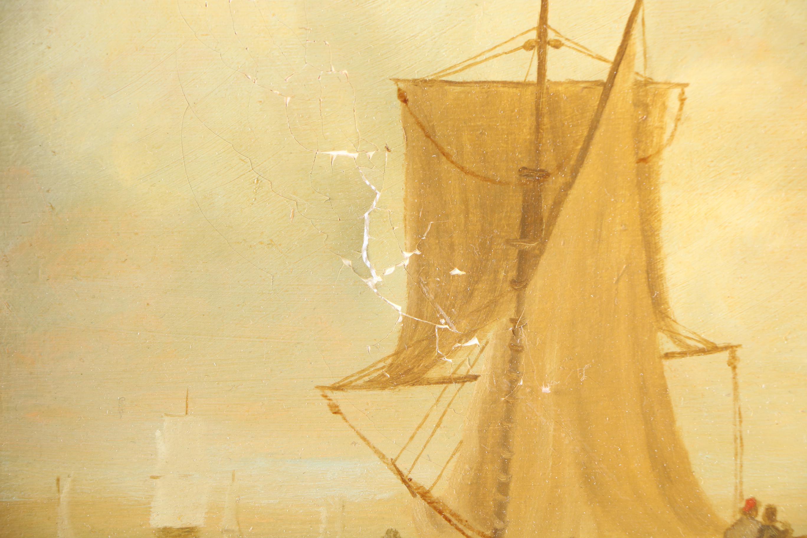 J.V. Capua Oil Painting on Canvas "Margate Hoy and a Two-Decker"