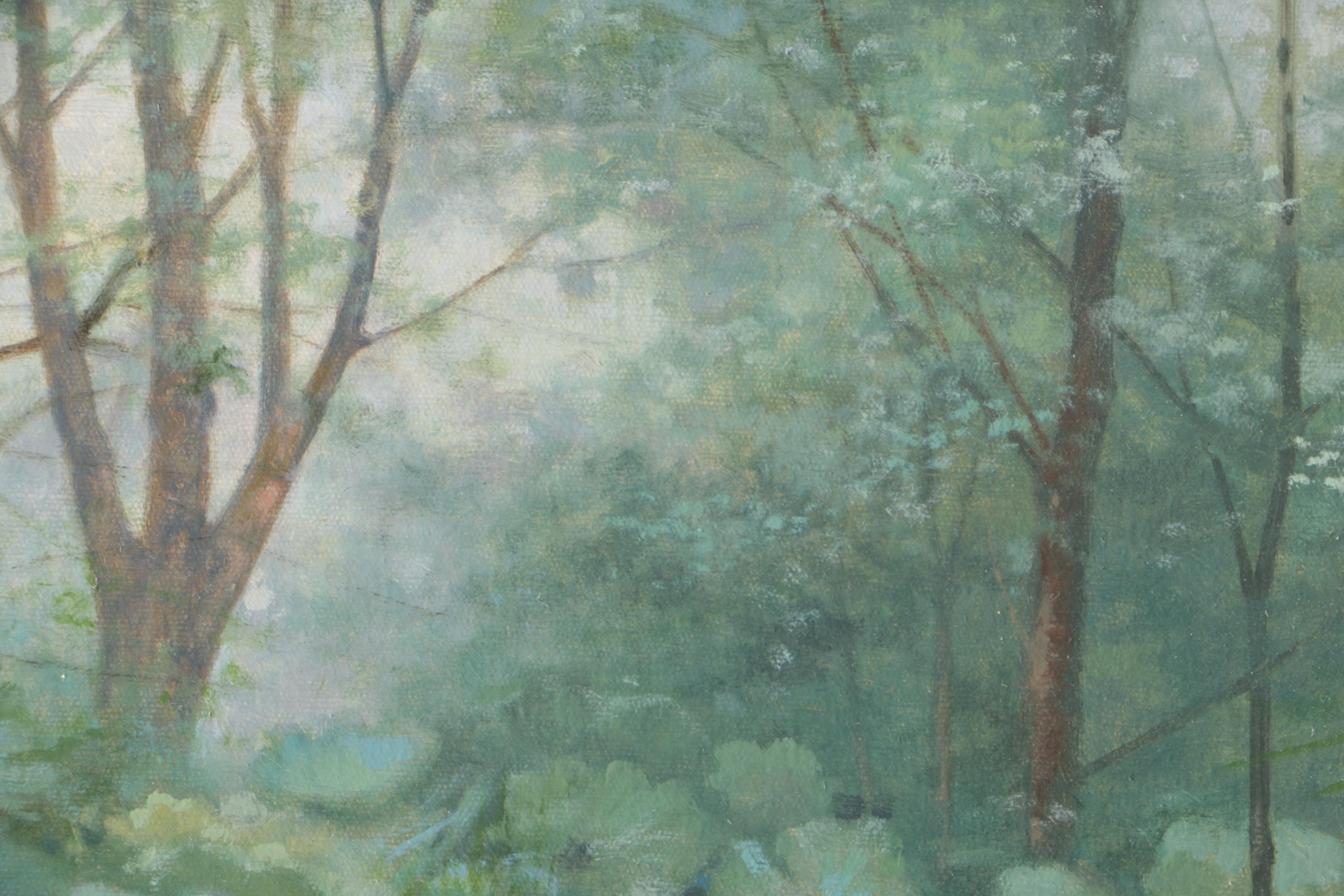 Fortunato Ornaghi Oil on Canvas "At the Pond"