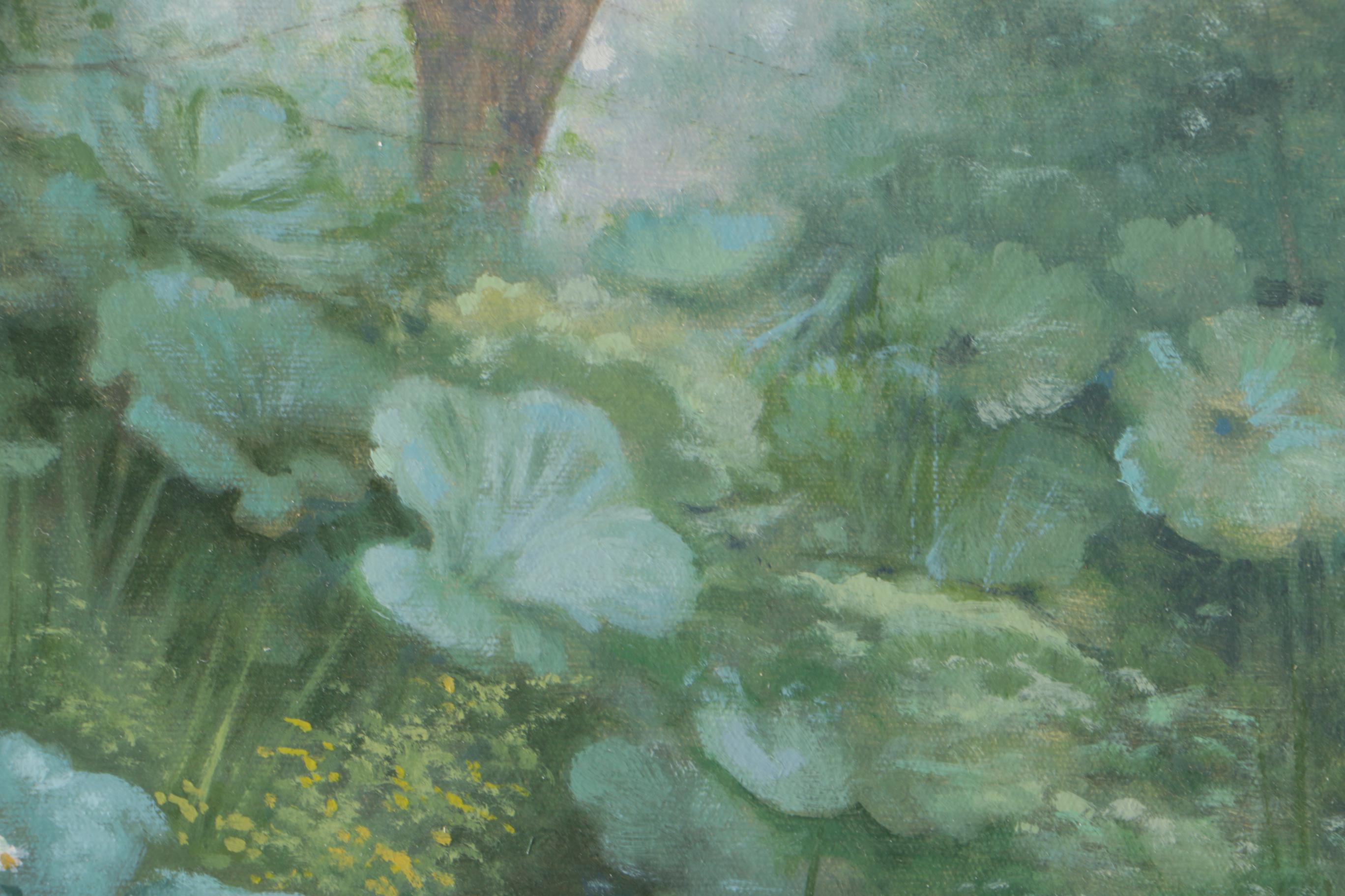 Fortunato Ornaghi Oil on Canvas "At the Pond"