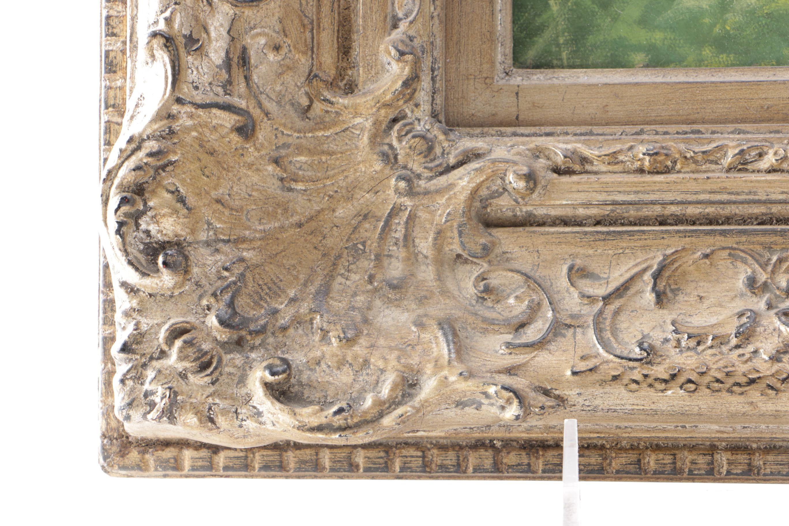 Fortunato Ornaghi Oil on Canvas "At the Pond"