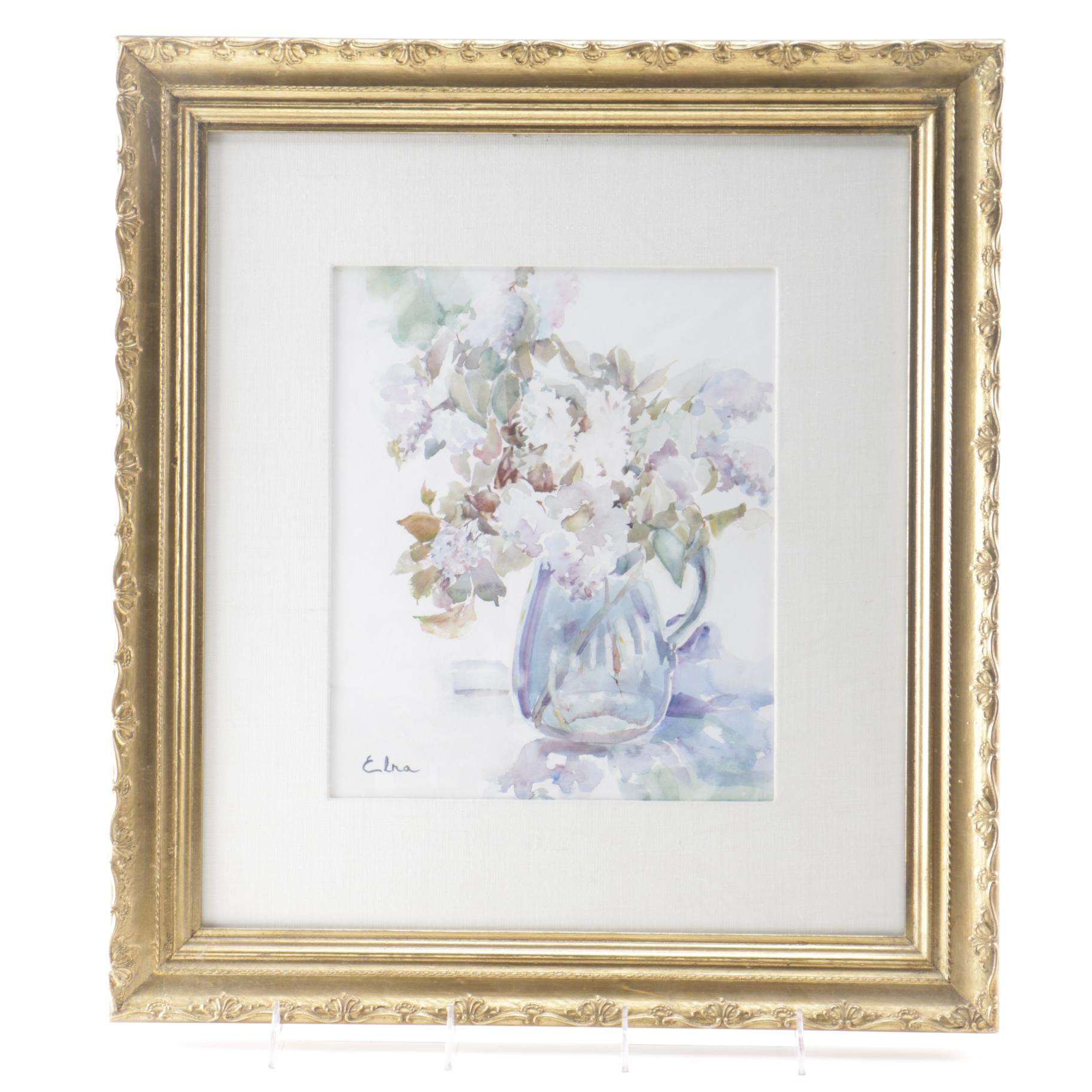 Elna Watercolor Painting Still Life with Lilacs