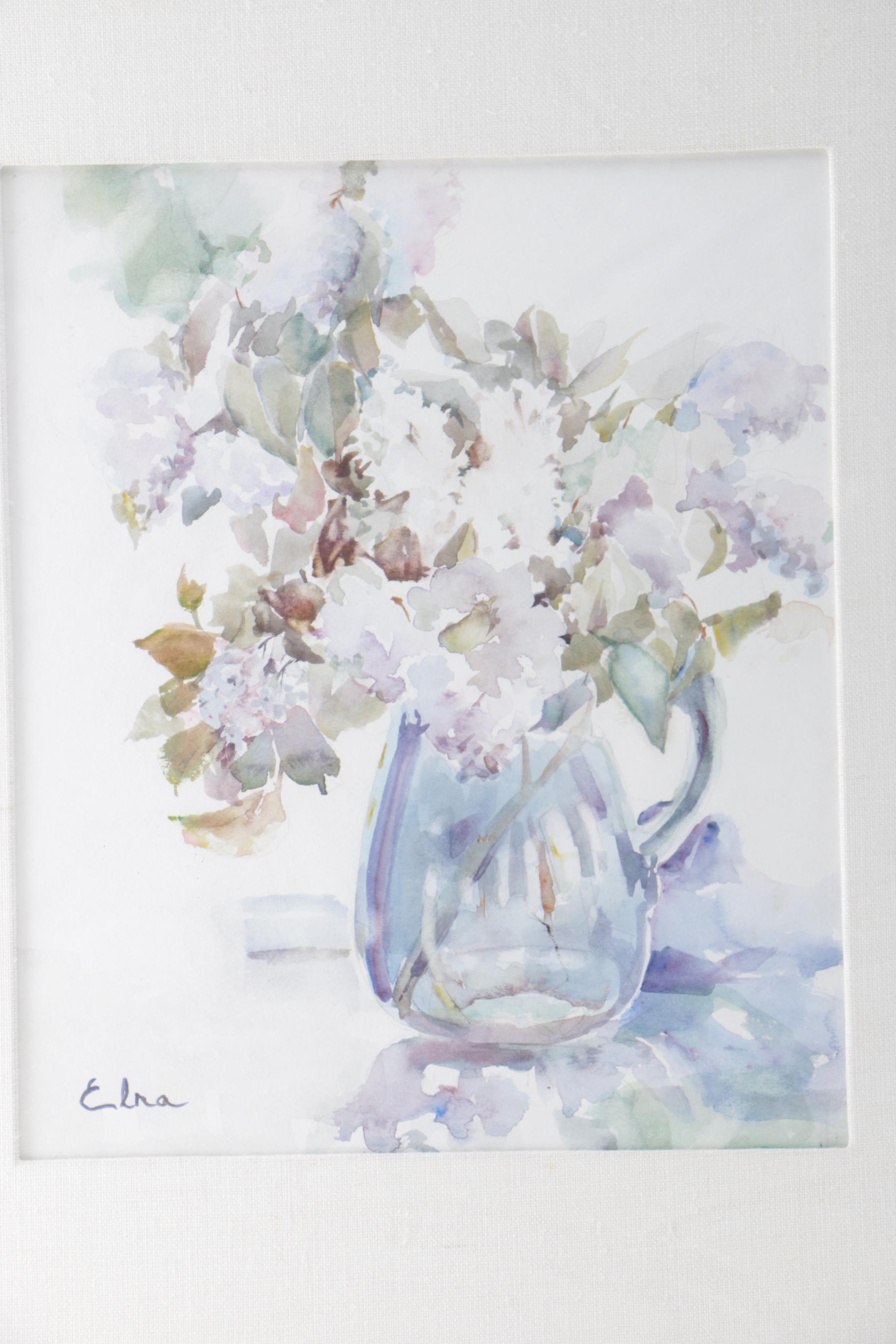 Elna Watercolor Painting Still Life with Lilacs