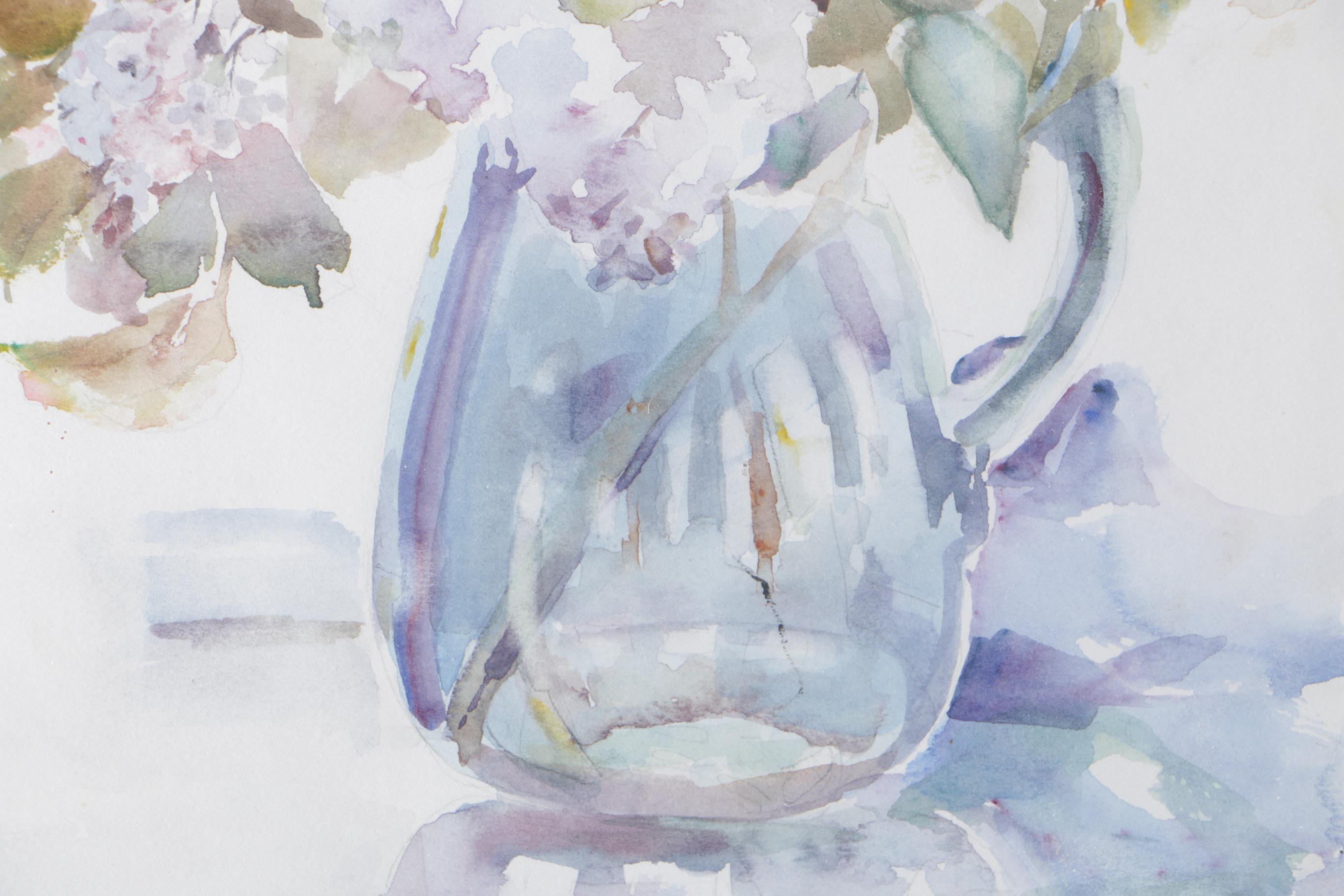 Elna Watercolor Painting Still Life with Lilacs