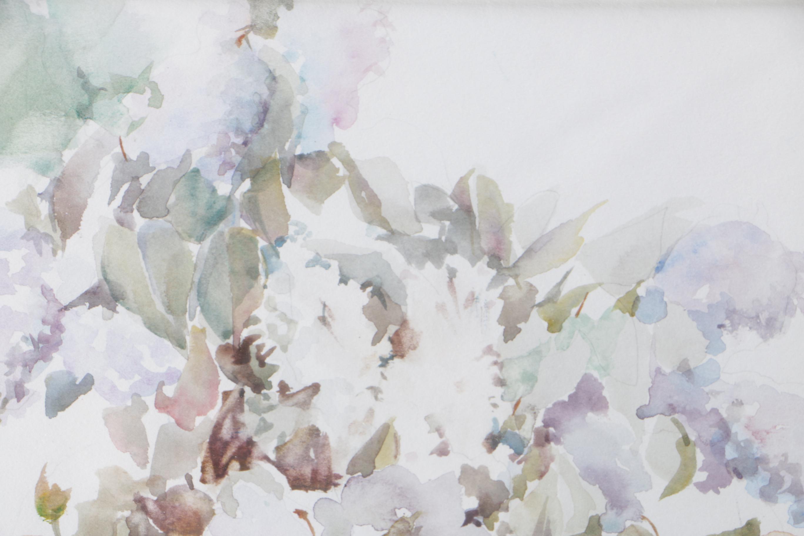 Elna Watercolor Painting Still Life with Lilacs