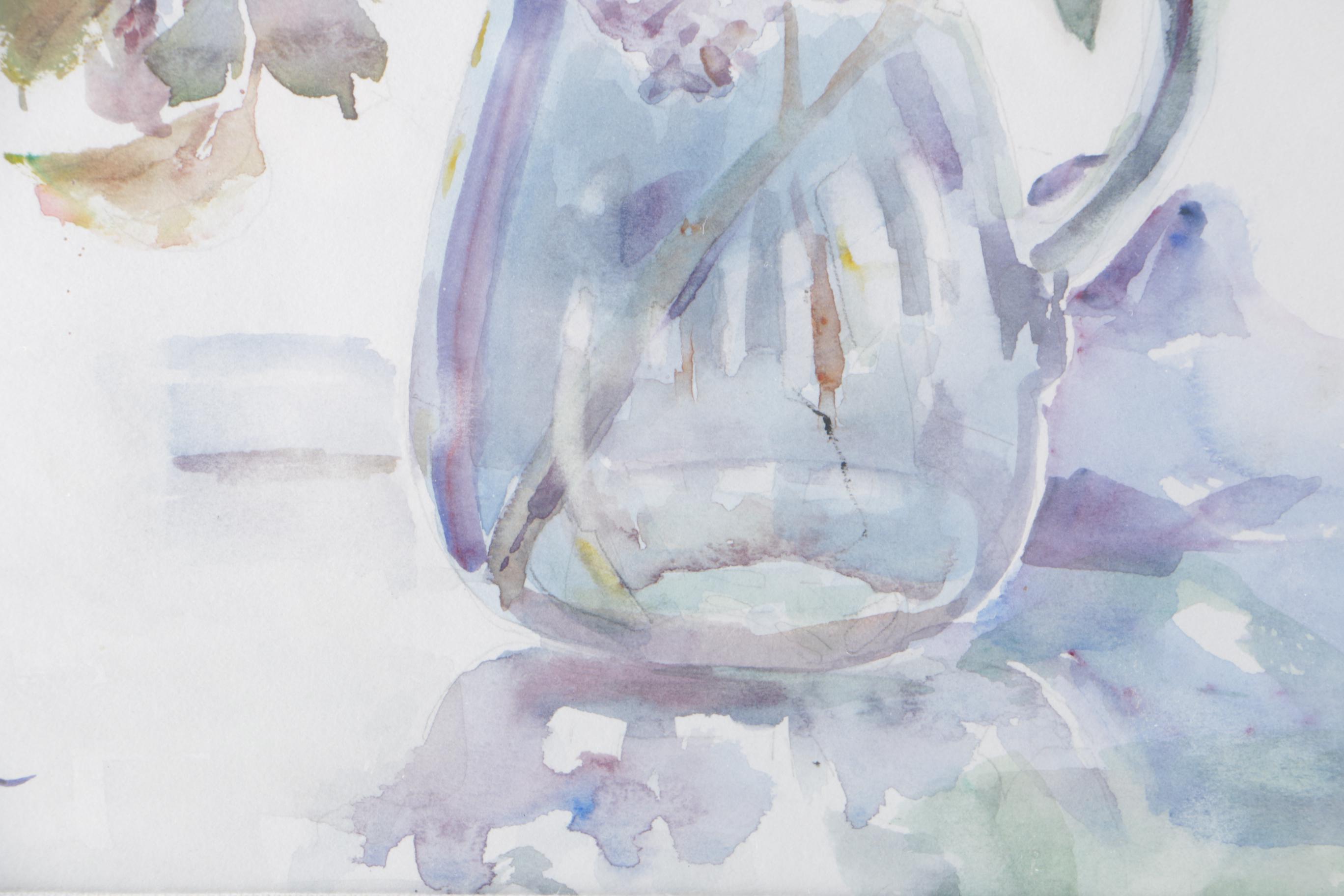 Elna Watercolor Painting Still Life with Lilacs