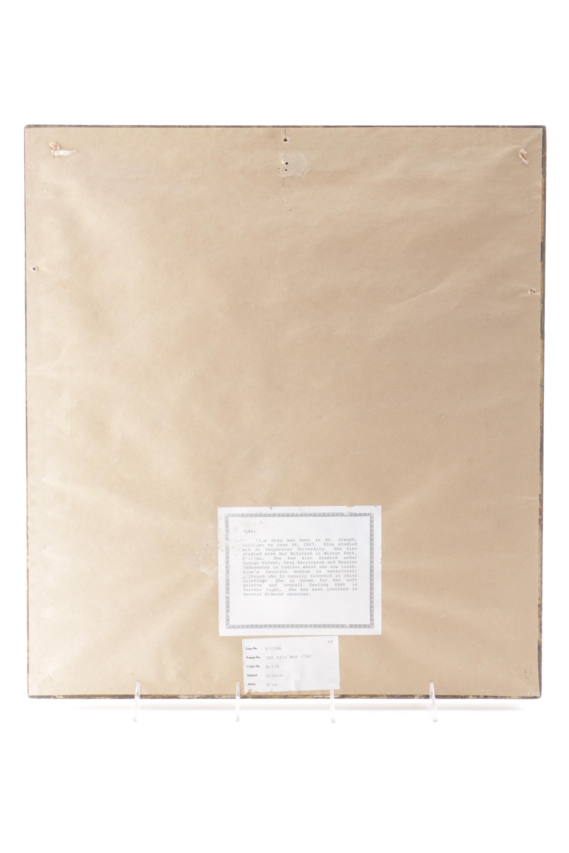 Elna Watercolor Painting Still Life with Lilacs