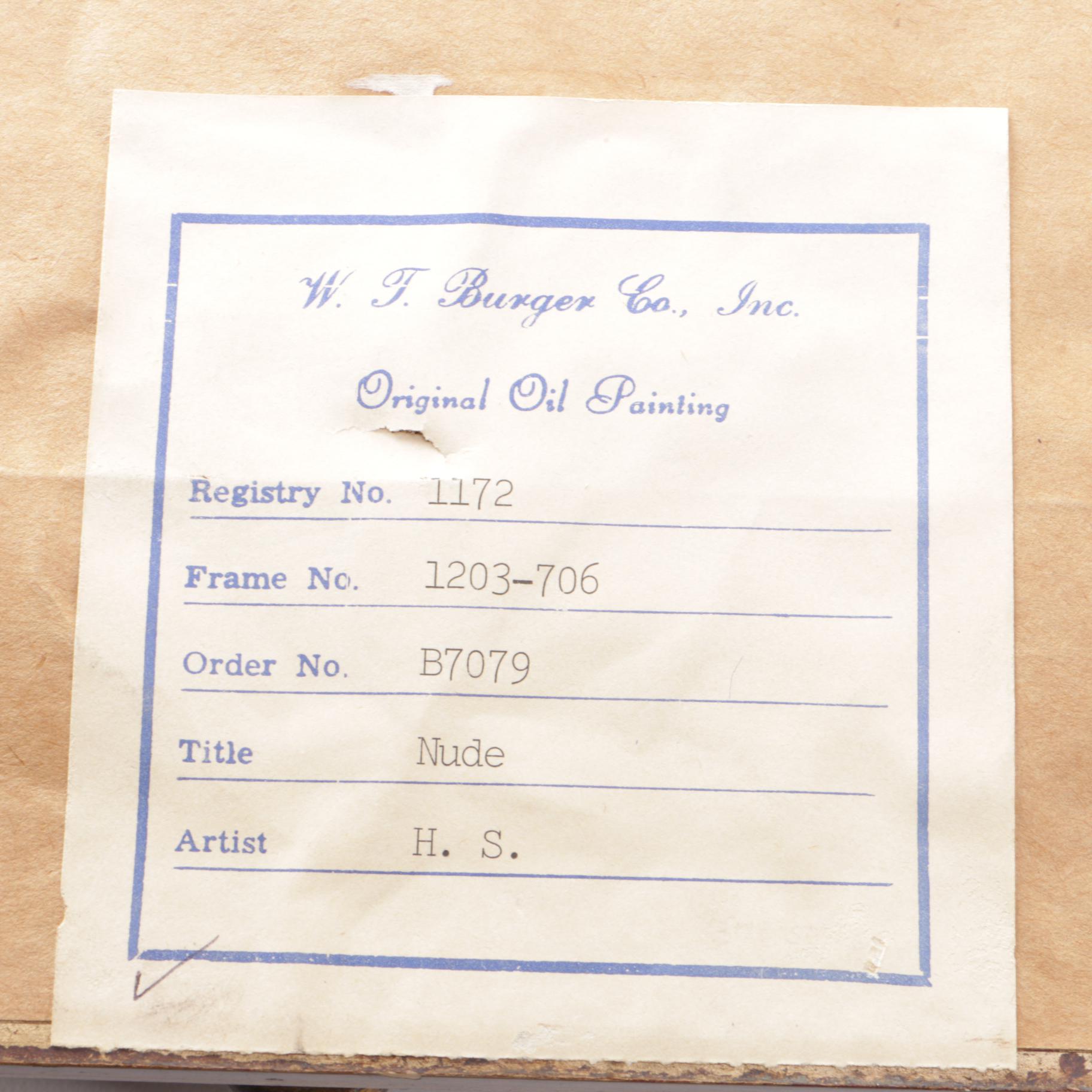 Oil on Board Painting of Reclining Female Nude