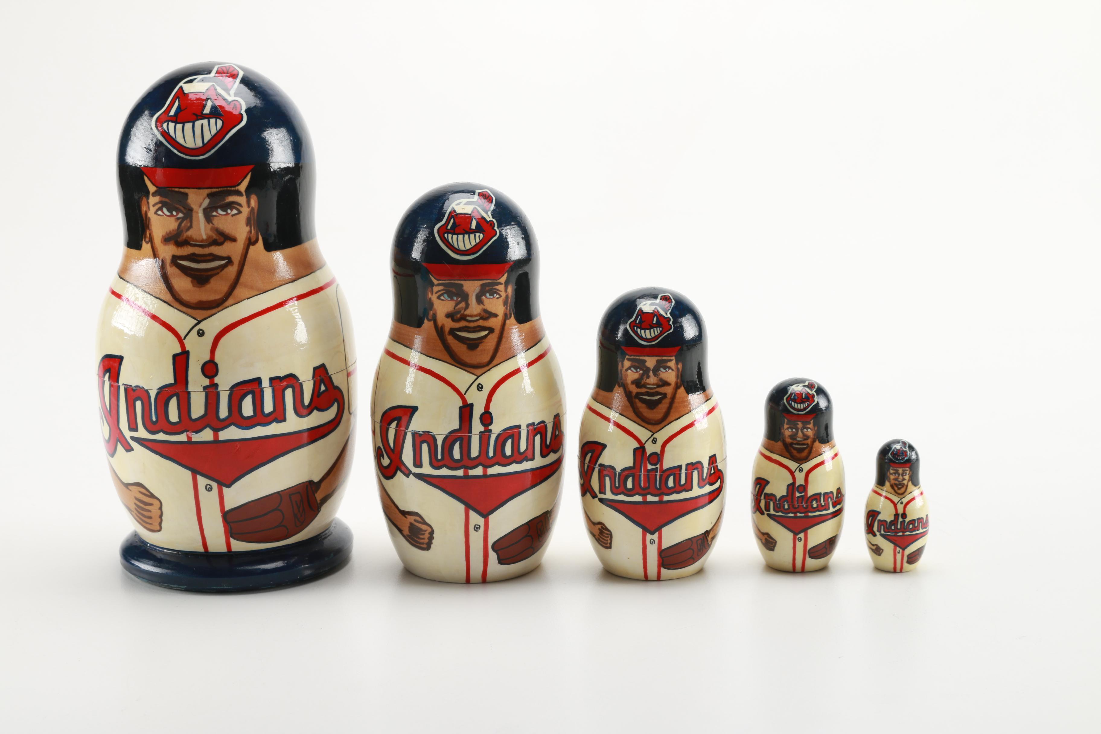 1995 Cleveland Indians Hand Painted Nesting Dolls