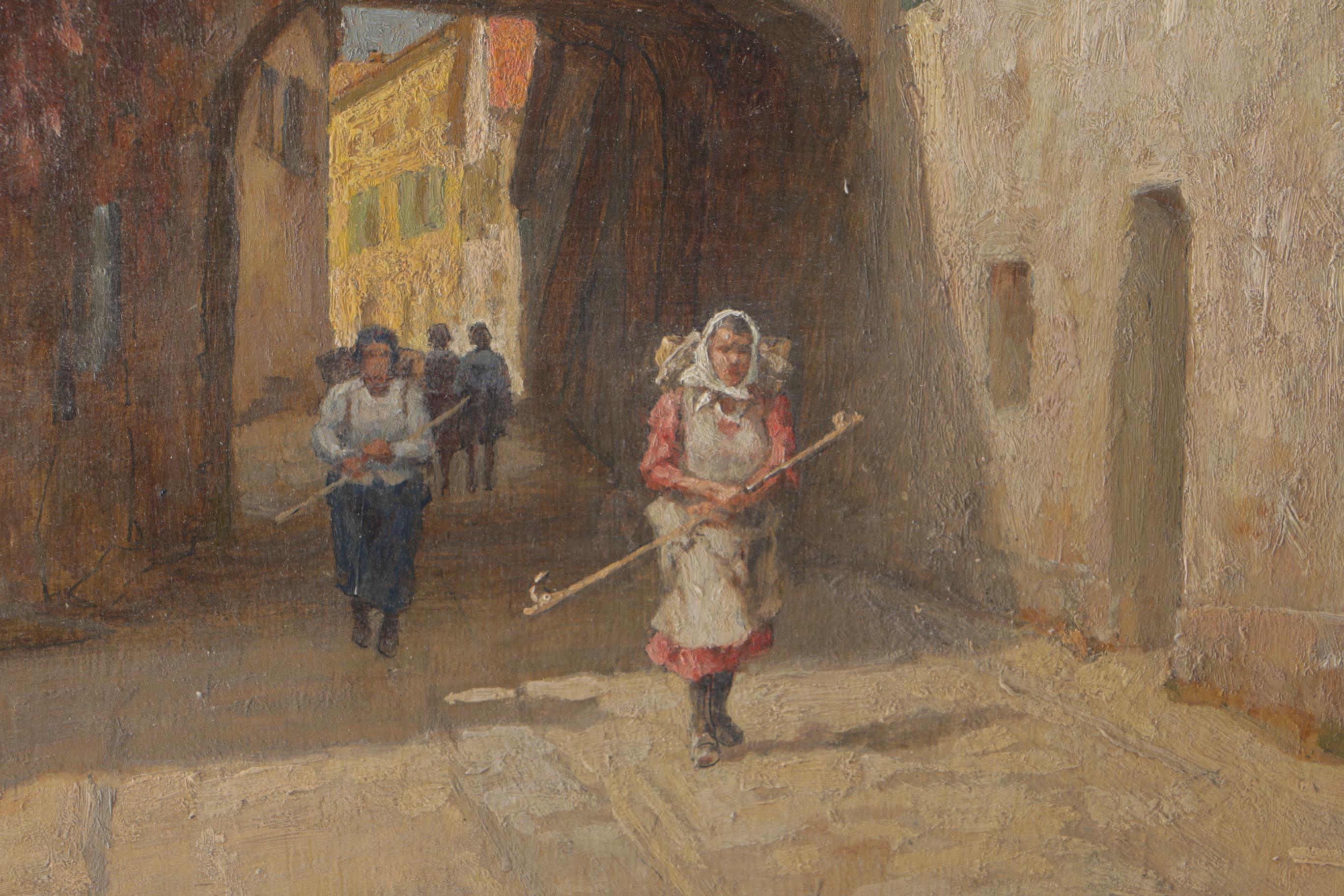 Stephan Simony  Oil Painting on Board  "City Gate of Budapest"