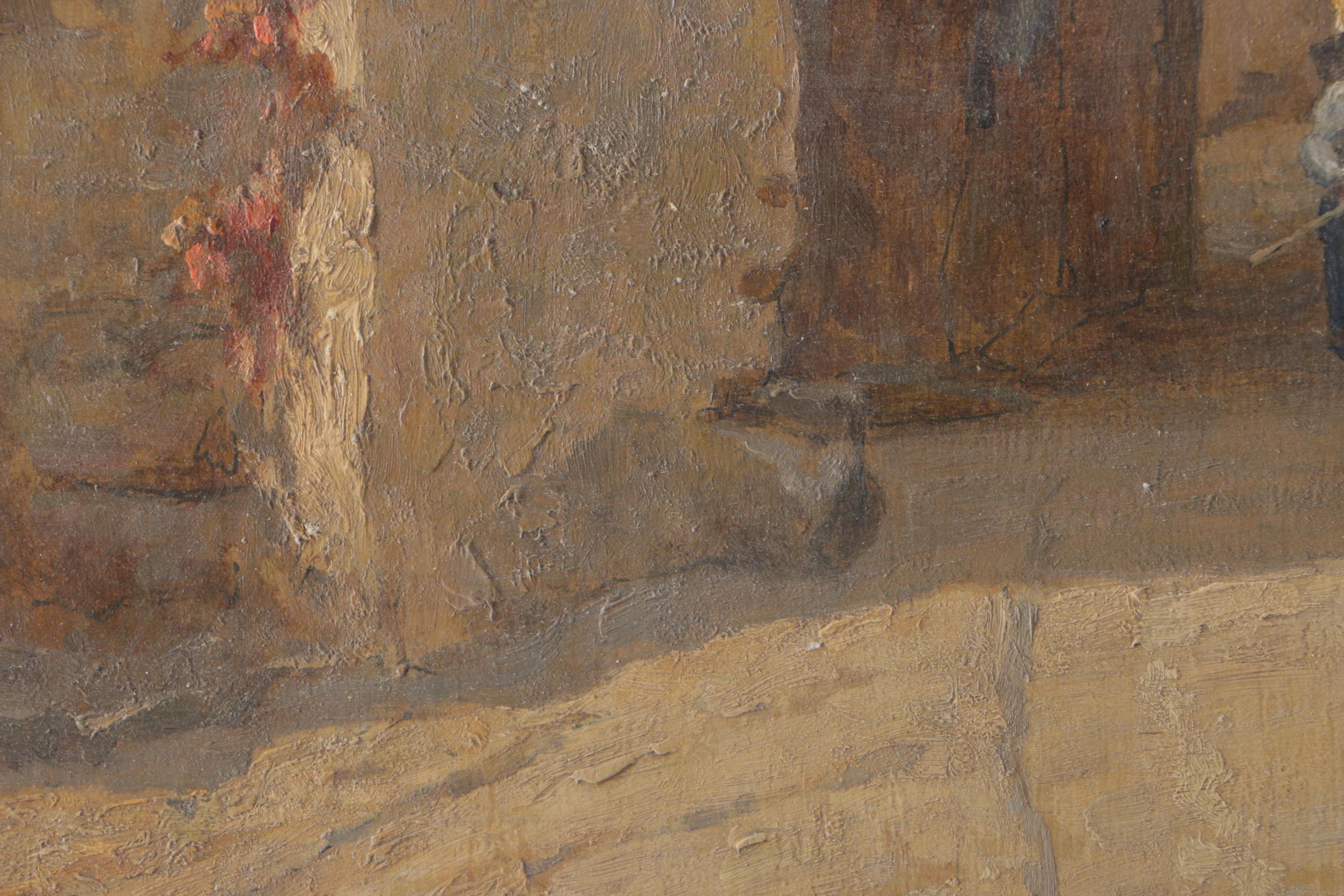 Stephan Simony  Oil Painting on Board  "City Gate of Budapest"