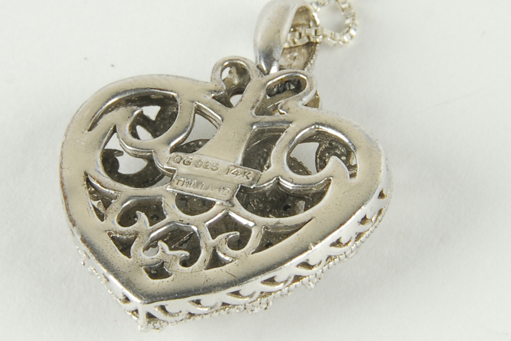 Sterling Silver and Diamond Heart Necklace