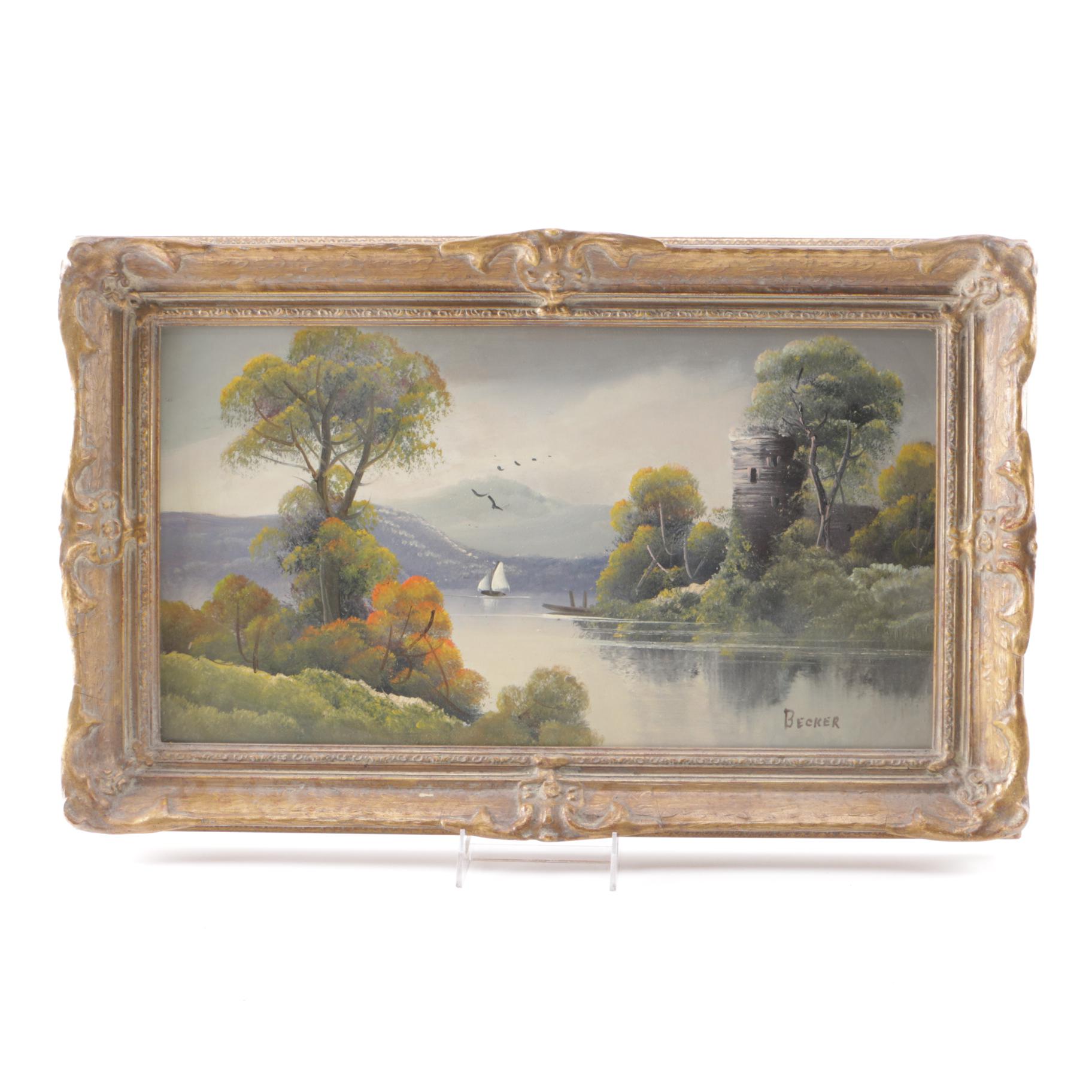 Harry Becker Oil on Board Landscape Painting