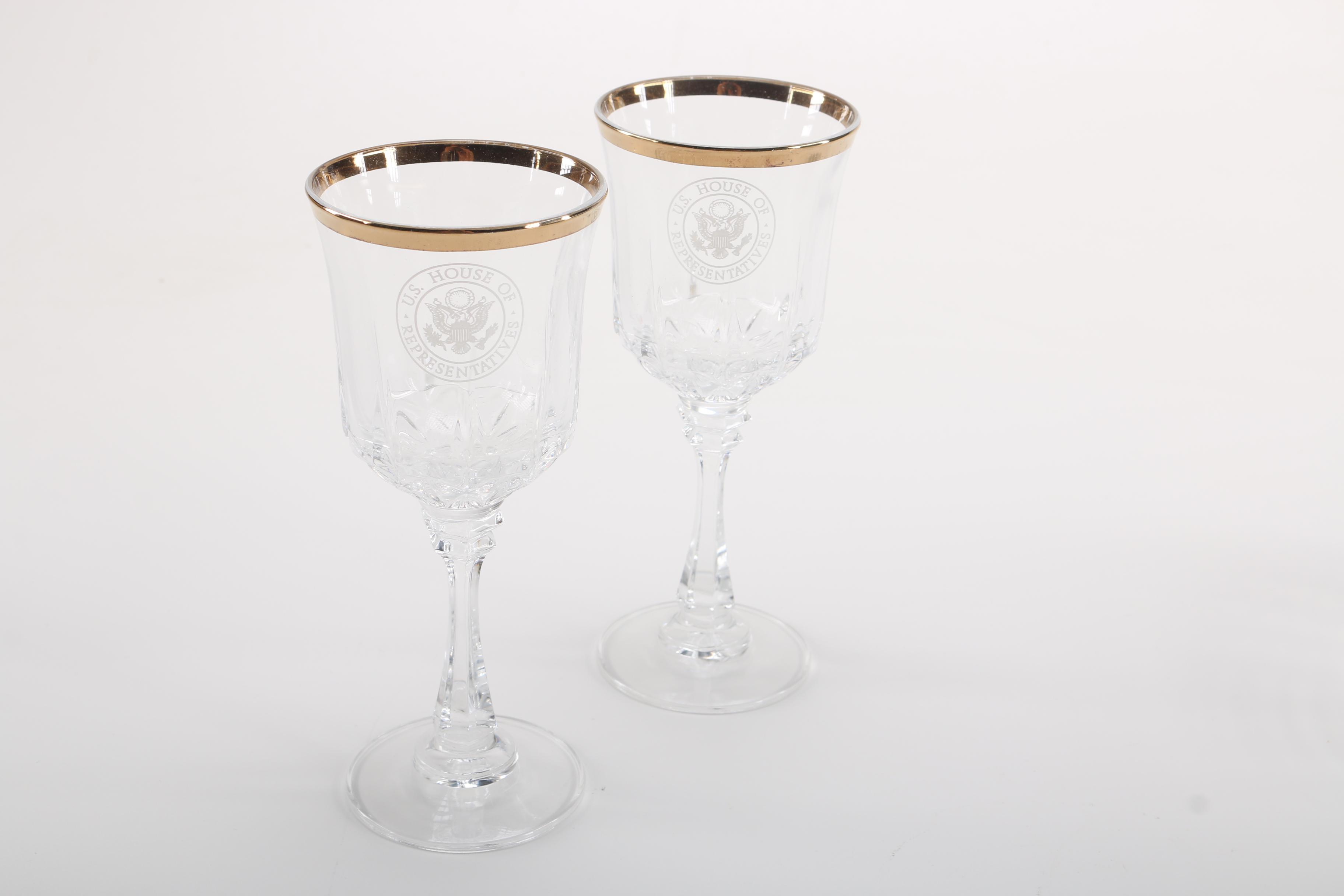 U.S. House Of Representatives Crystal Glasses and Crystal Bowl