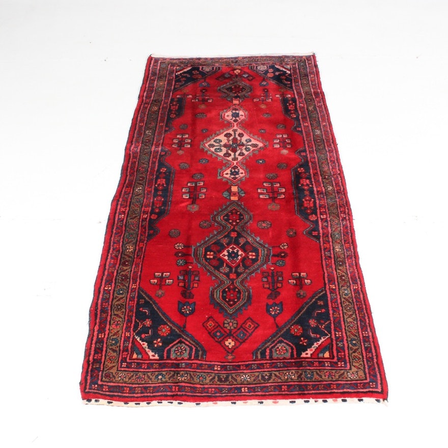 Semi-Antique Hand Knotted Persian Zanjan Runner