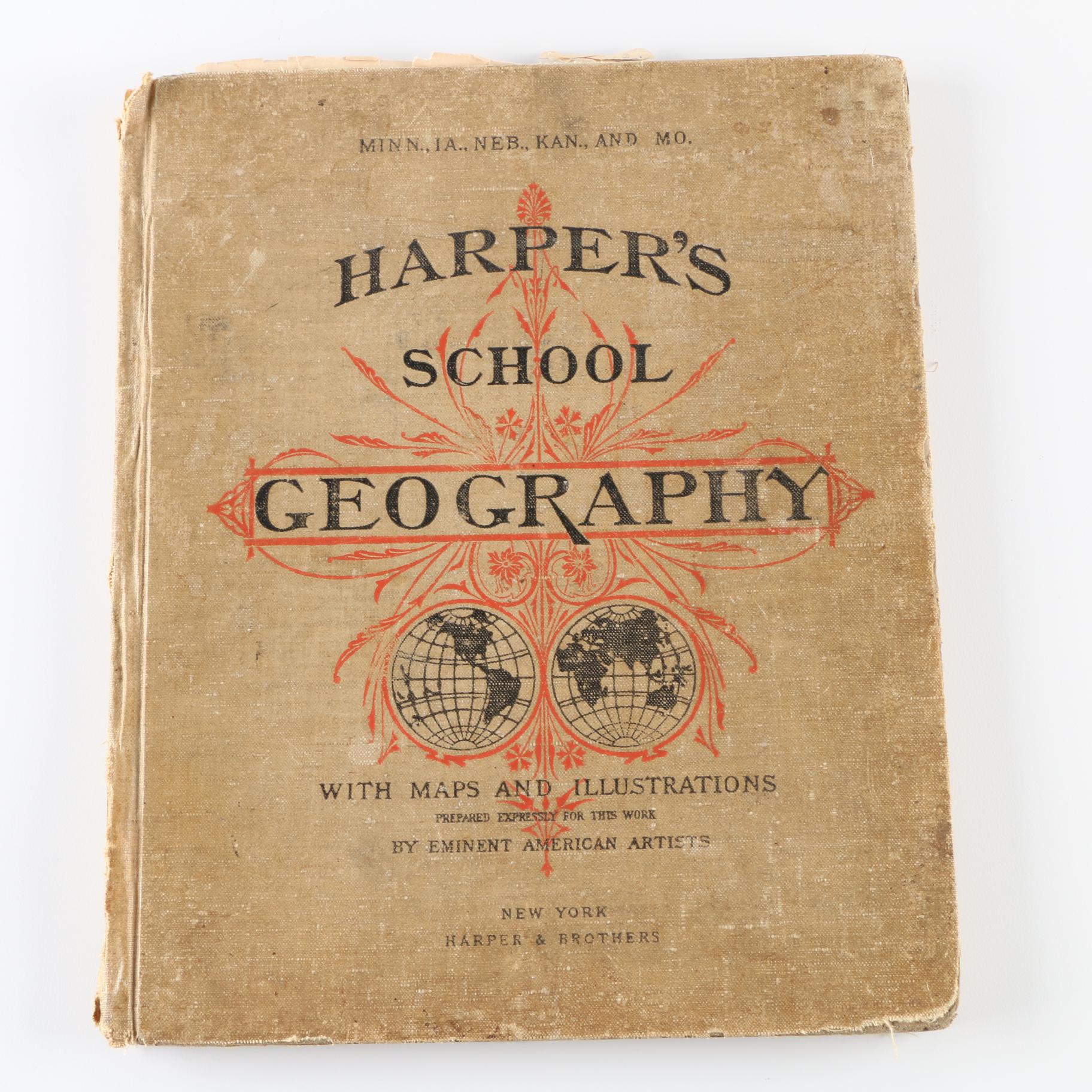1887 "Harper's School Geography" Book