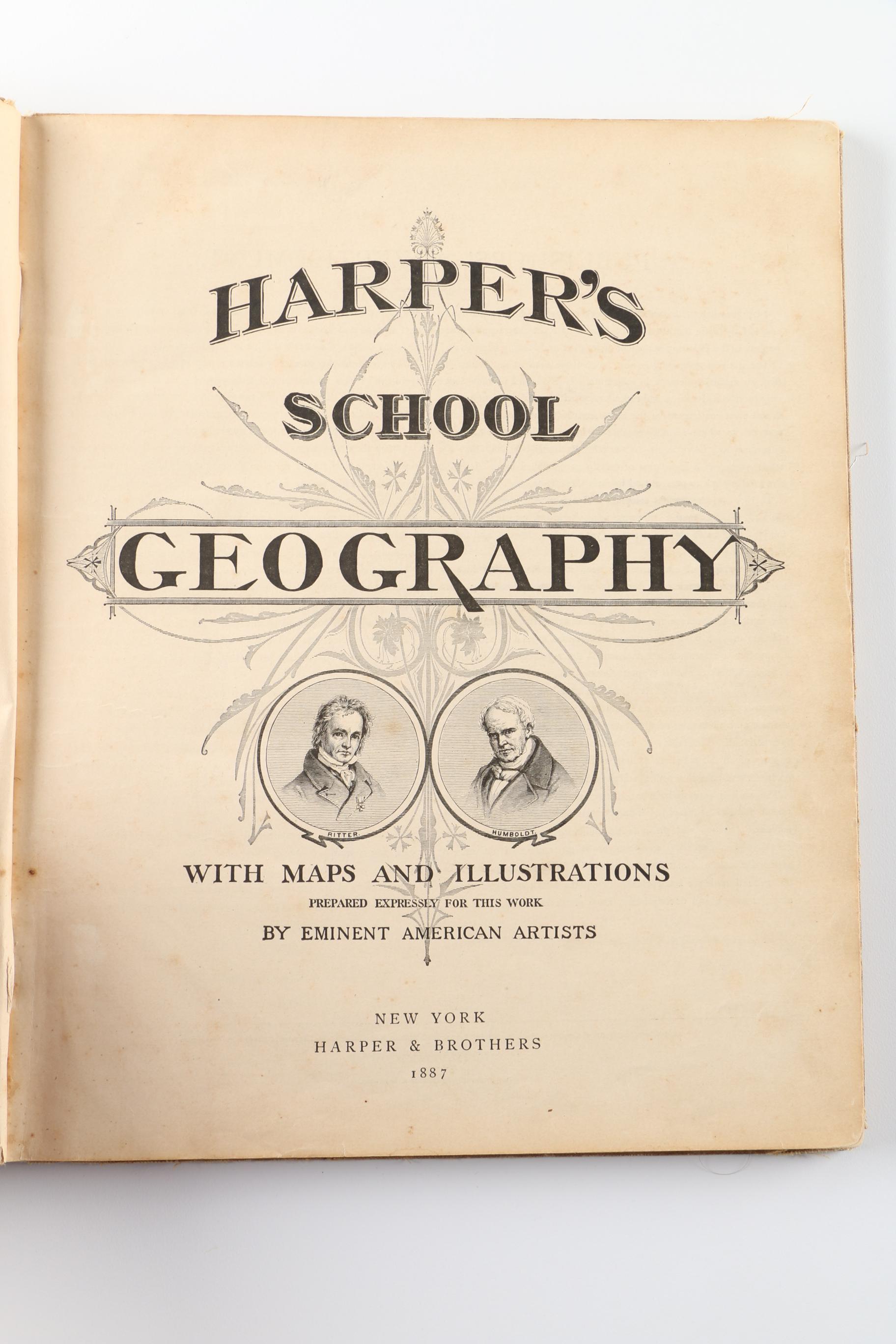 1887 "Harper's School Geography" Book