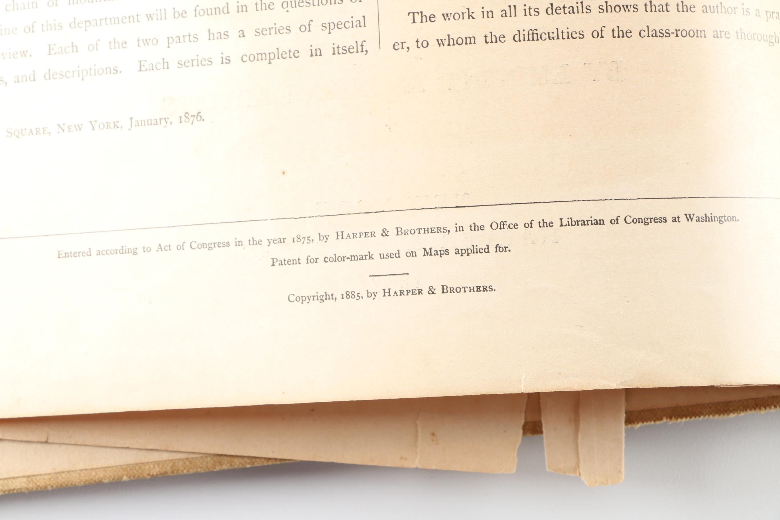 1887 "Harper's School Geography" Book