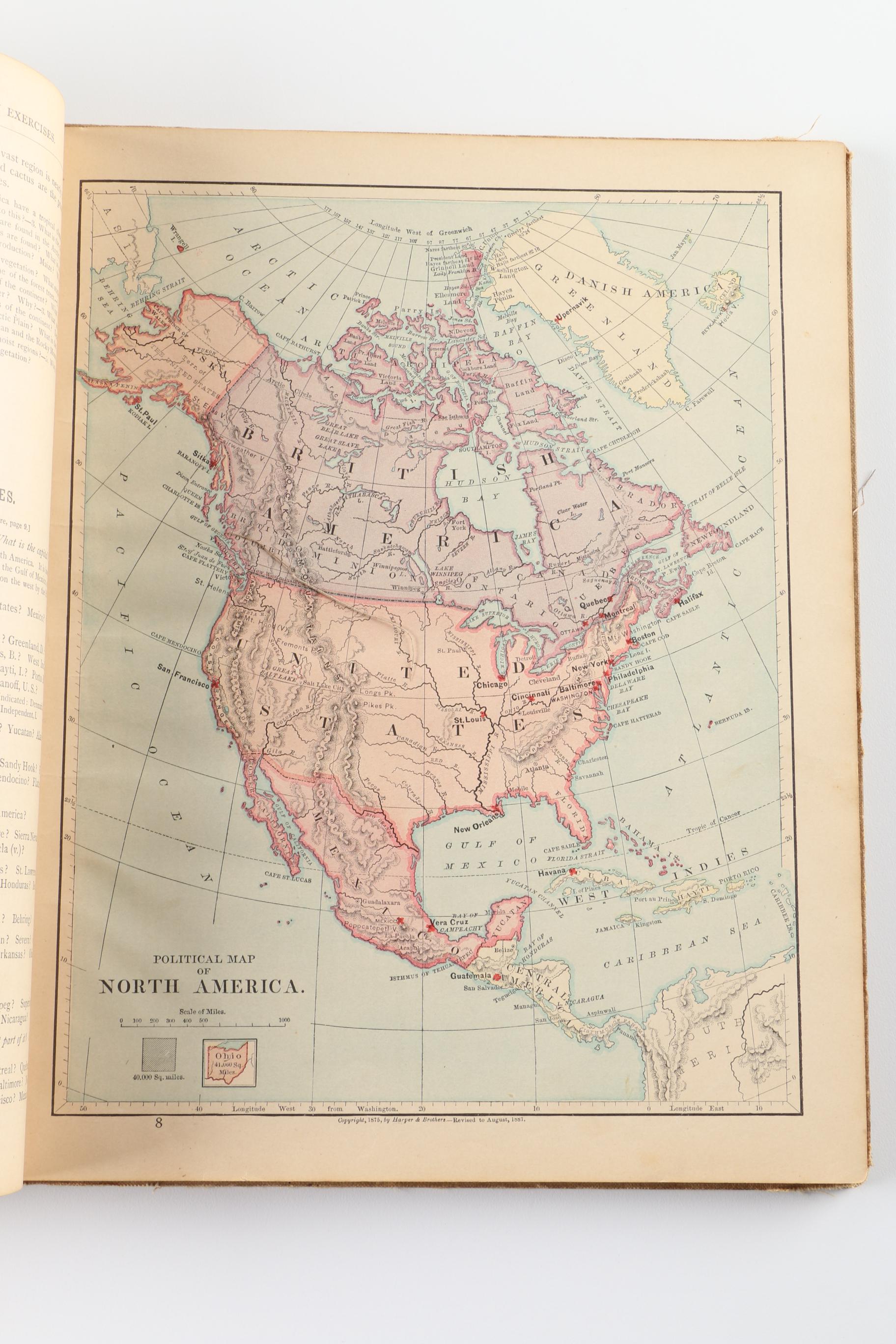 1887 "Harper's School Geography" Book